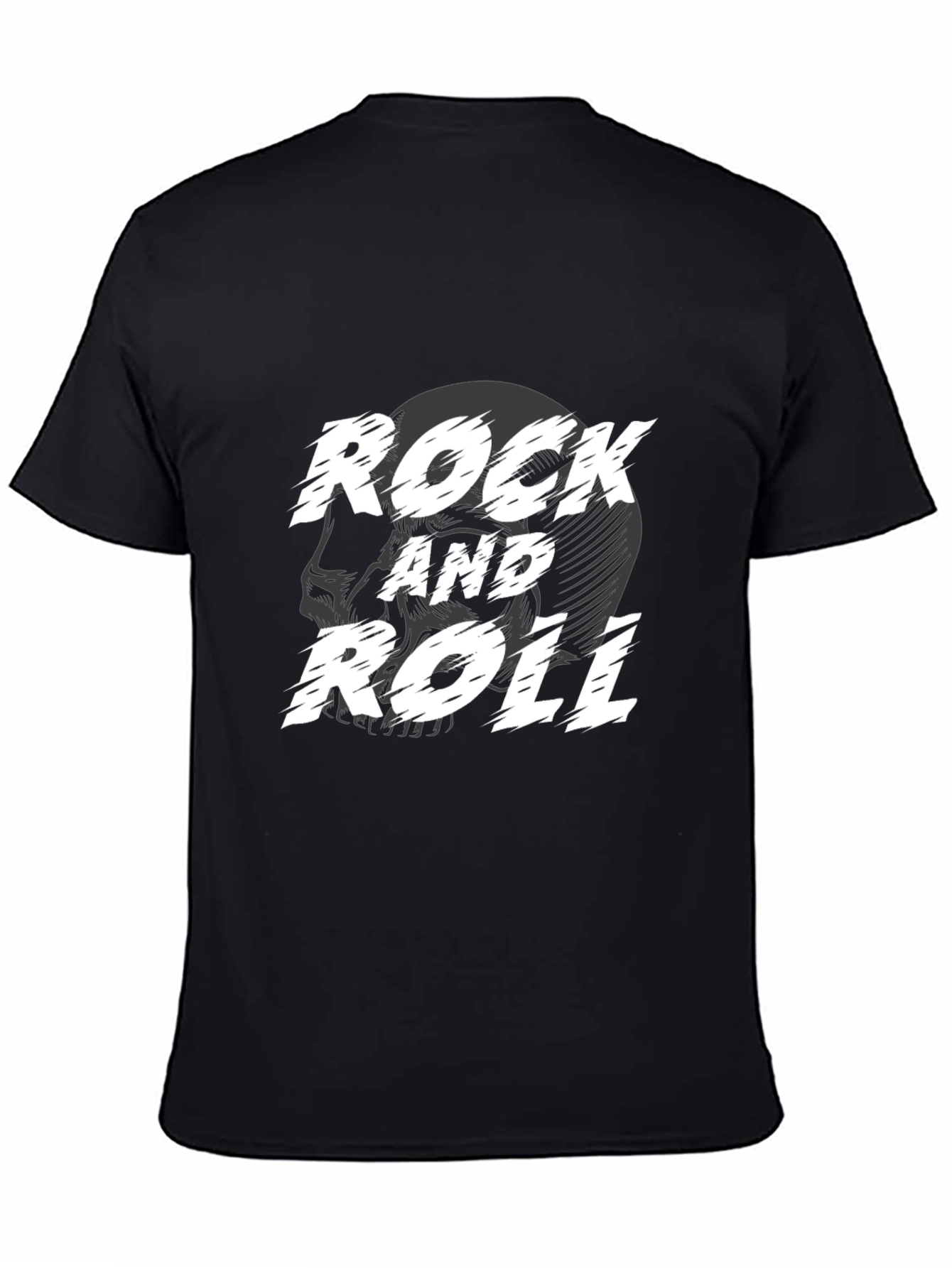 Rock and Roll Skull Graphic Black T-Shirt