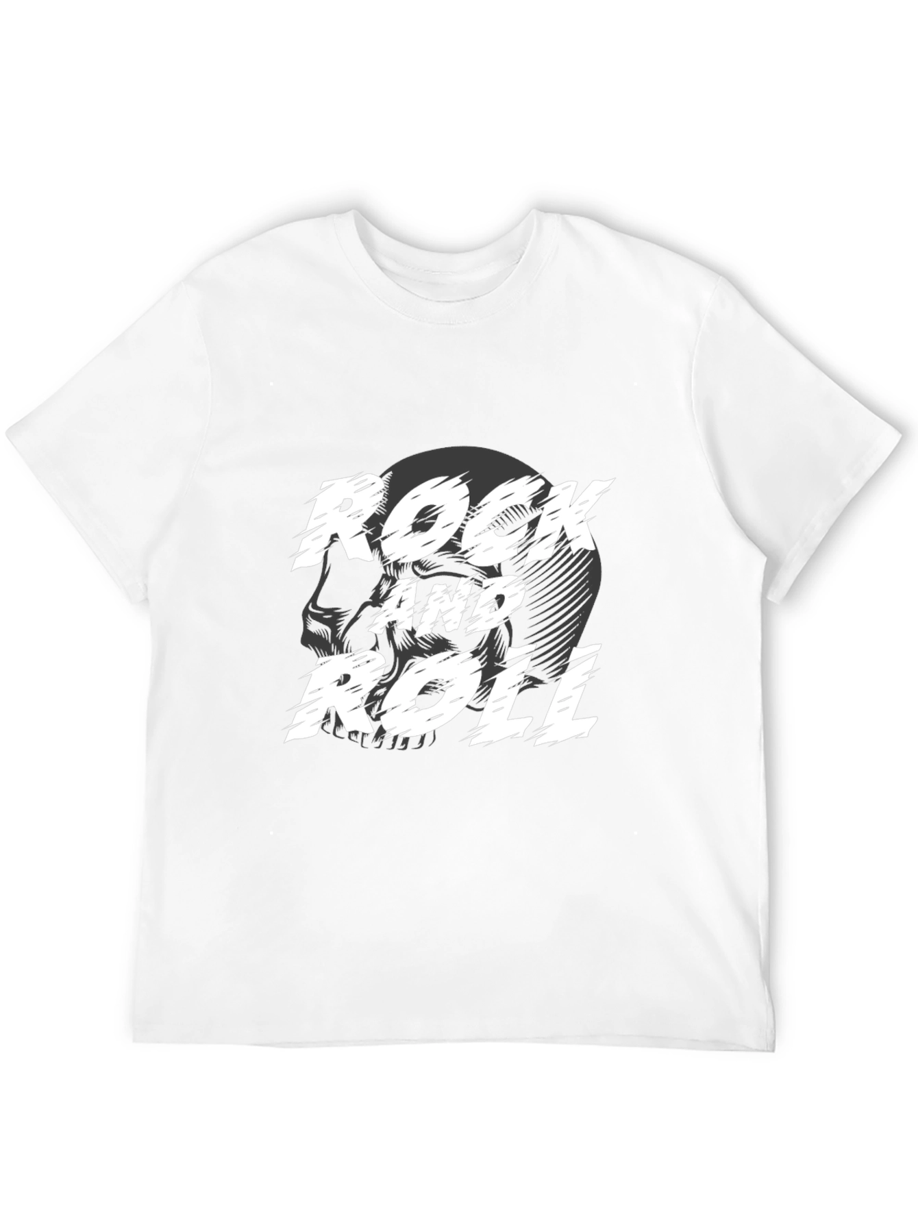 Rock and Roll Skull Graphic Black T-Shirt