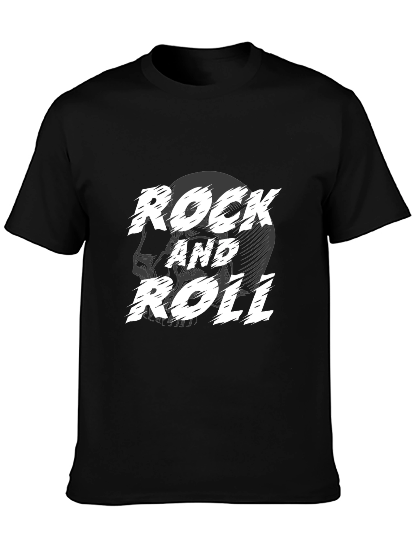 Rock and Roll Skull Graphic Black T-Shirt