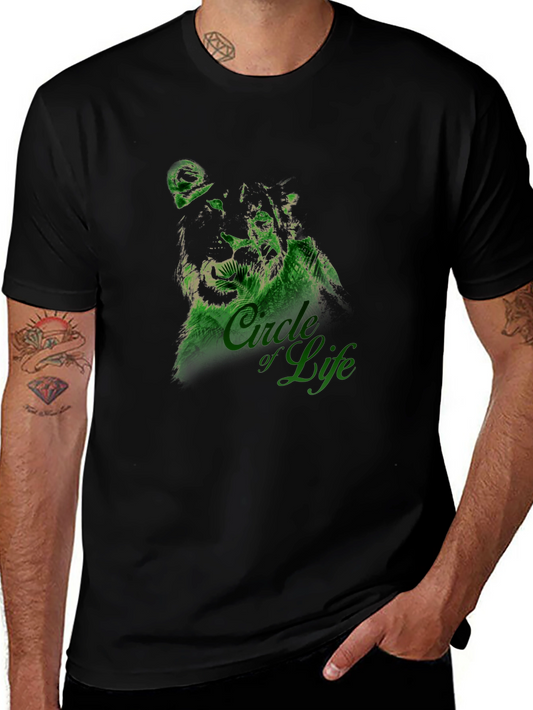 Lion Head Graphic Tee - Black Crew Neck
