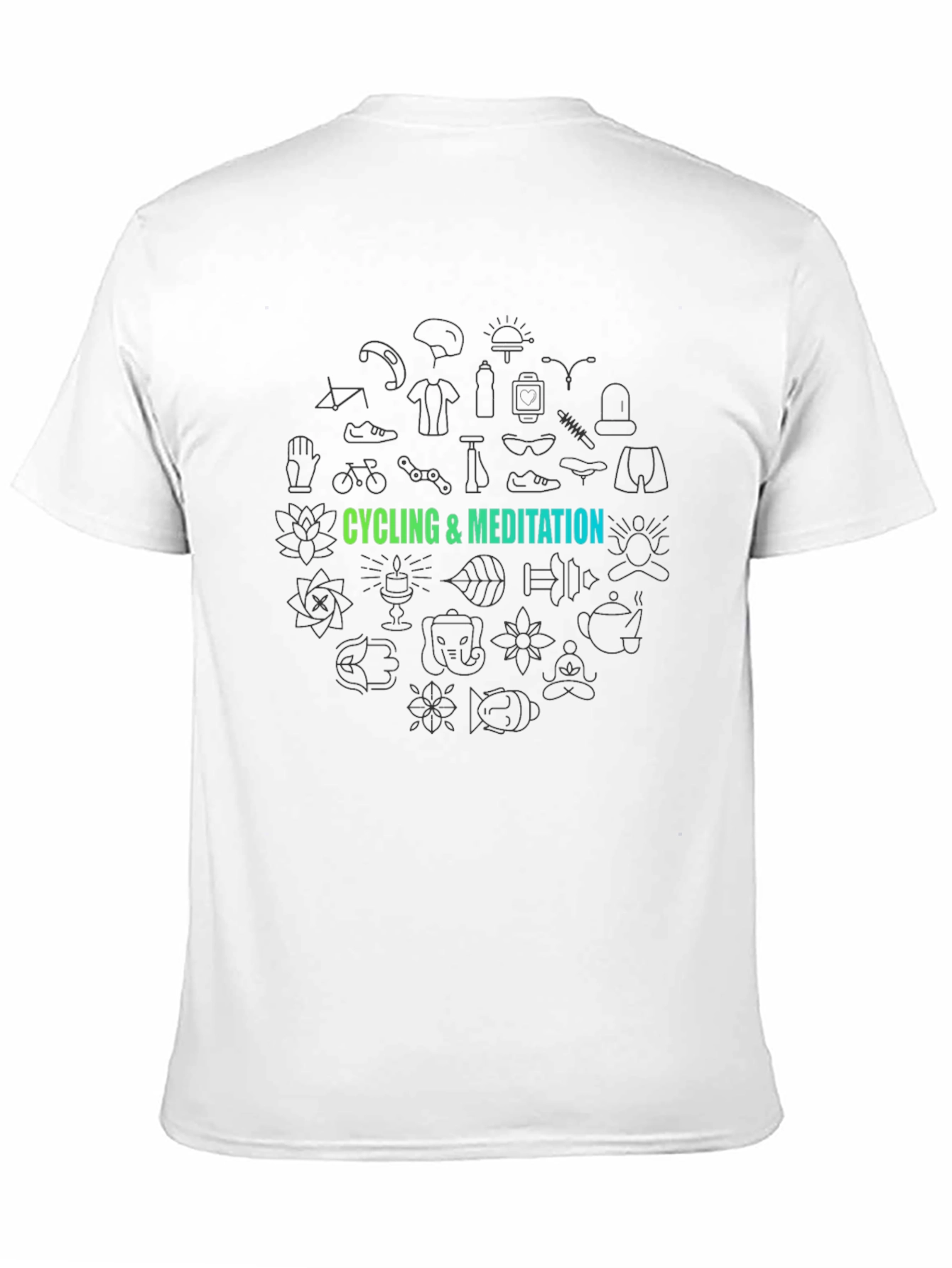 Cycling & Meditation Graphic Black T-Shirt