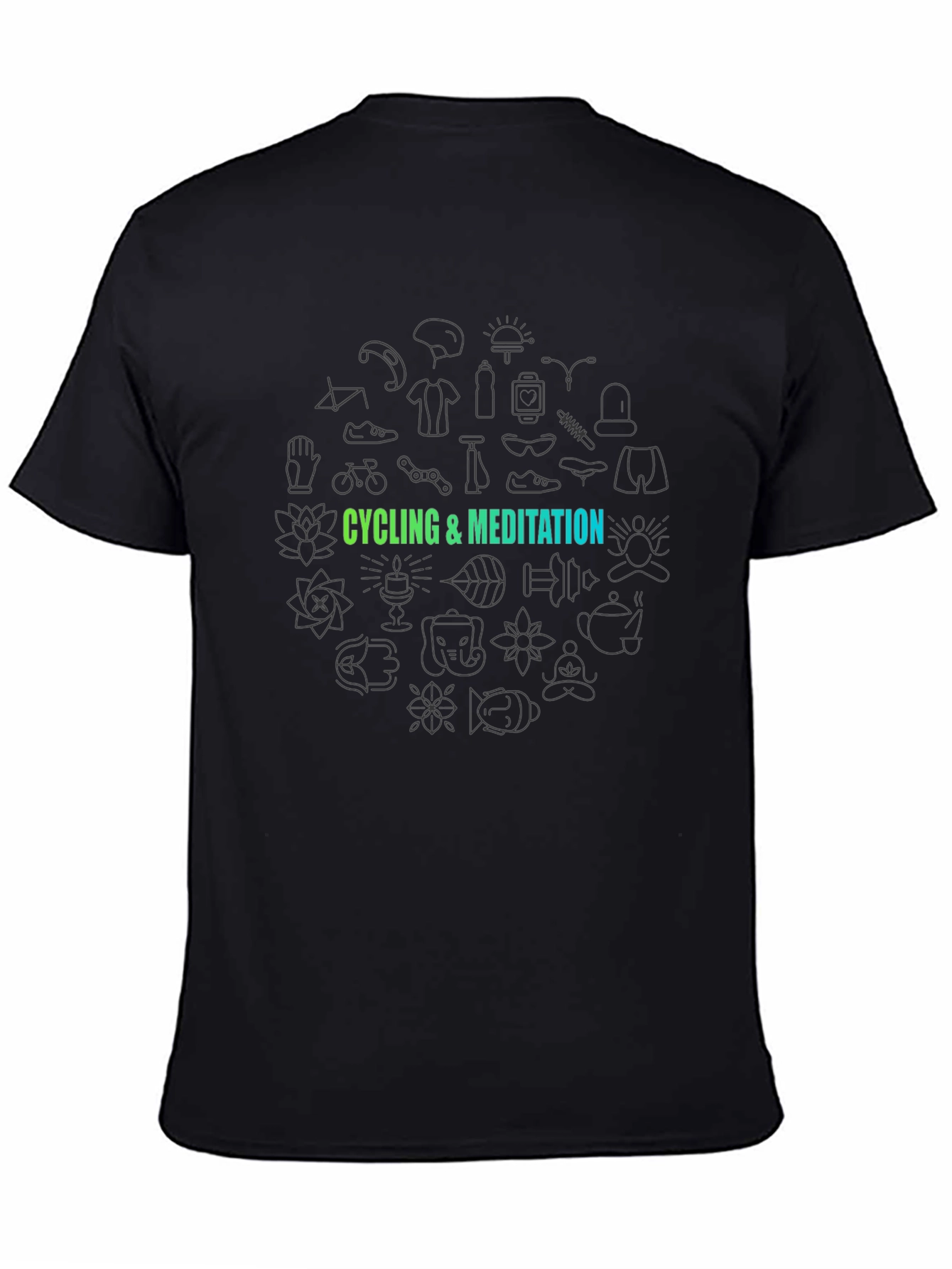 Cycling & Meditation Graphic Black T-Shirt