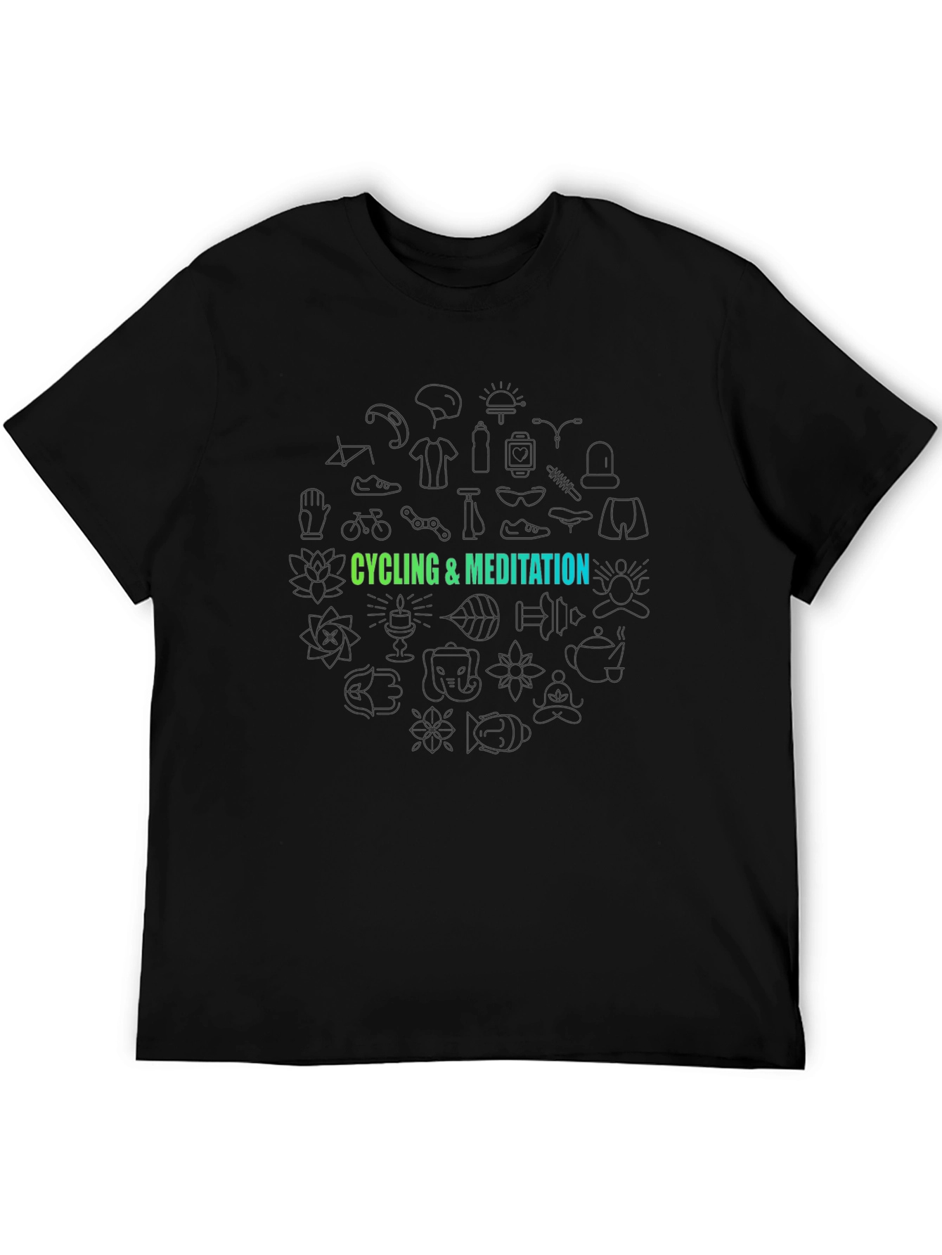 Cycling & Meditation Graphic Black T-Shirt