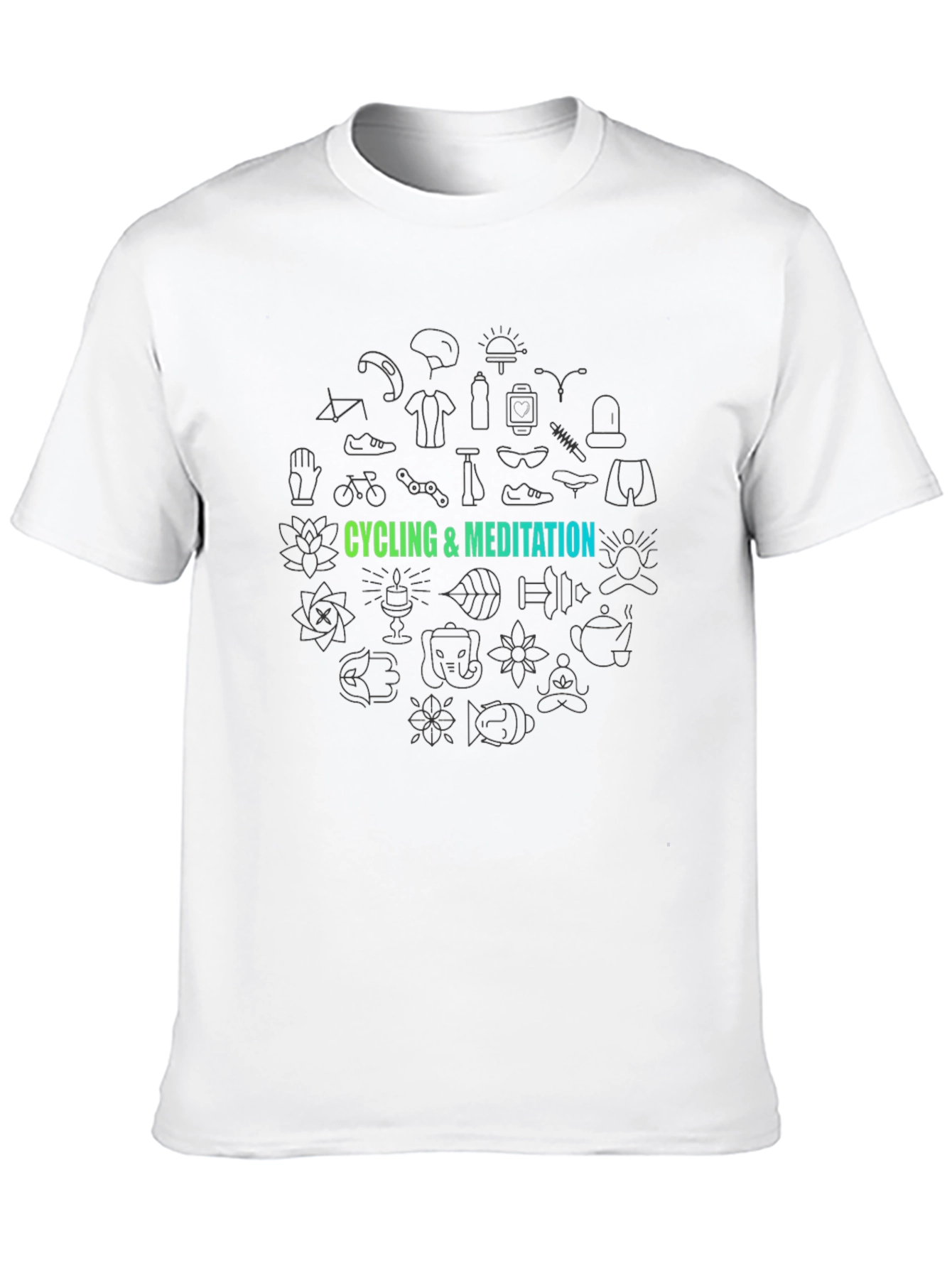 Cycling & Meditation Graphic Black T-Shirt