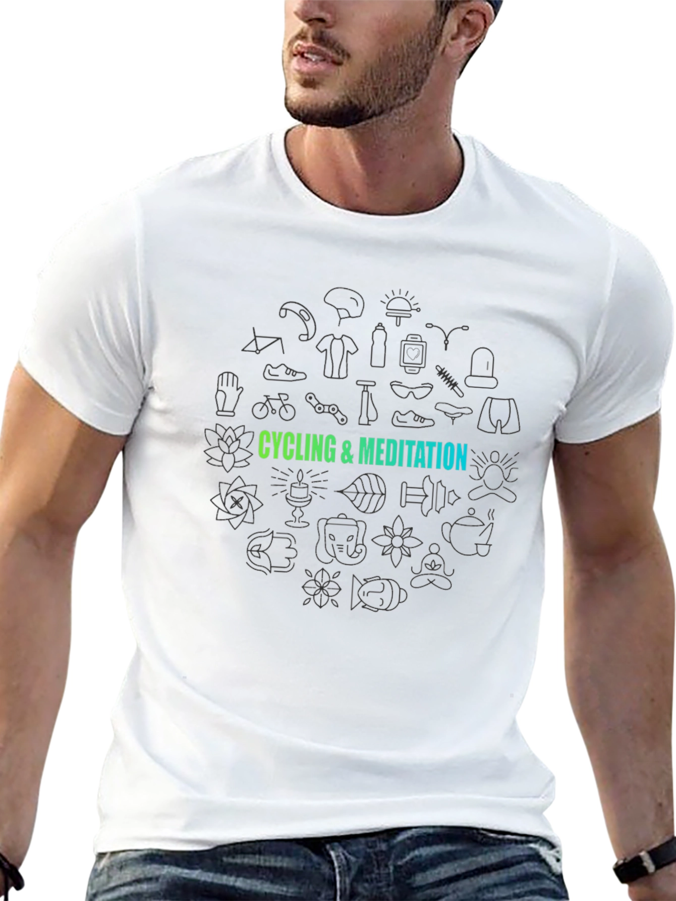 Cycling & Meditation Graphic Black T-Shirt