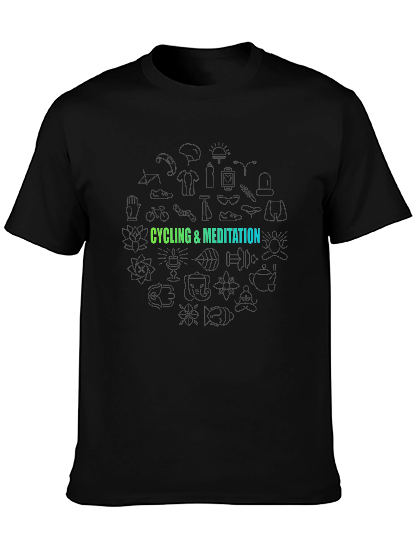 Cycling & Meditation Graphic Black T-Shirt