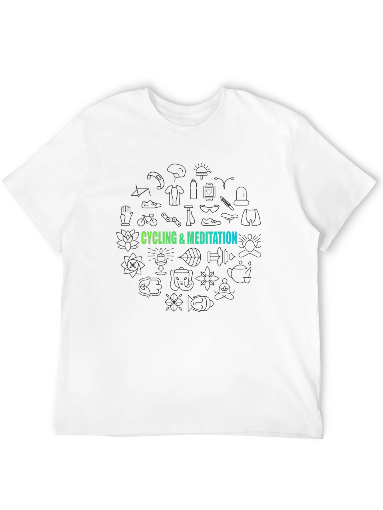 Cycling & Meditation Graphic Black T-Shirt