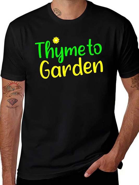 Thyme to Garden Black Graphic T-Shirt