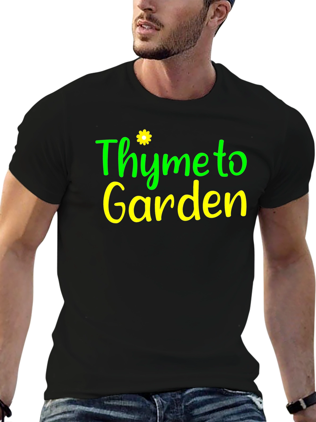 Thyme to Garden Black Graphic T-Shirt