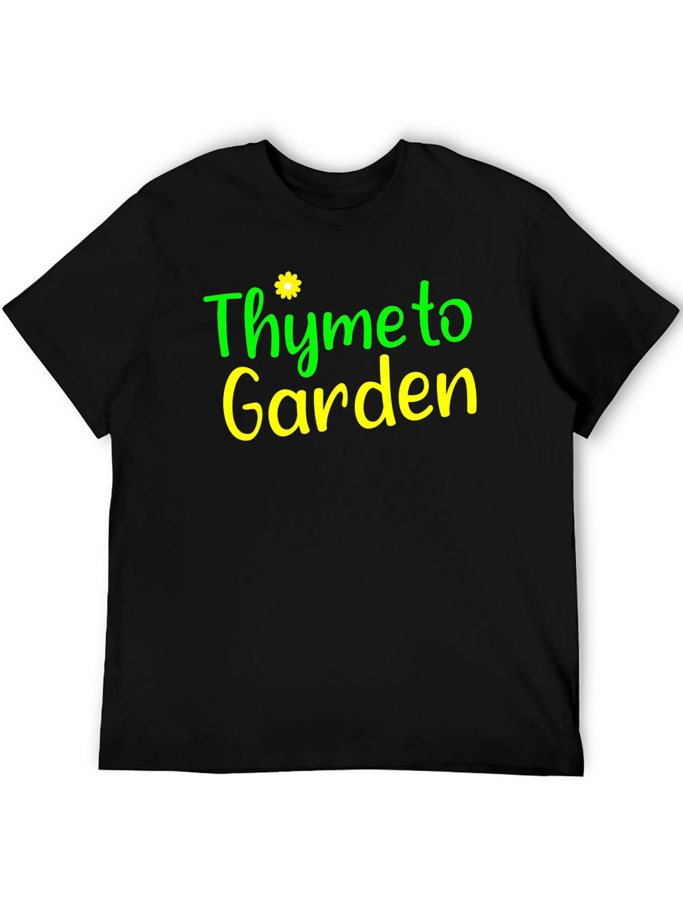 Thyme to Garden Black Graphic T-Shirt
