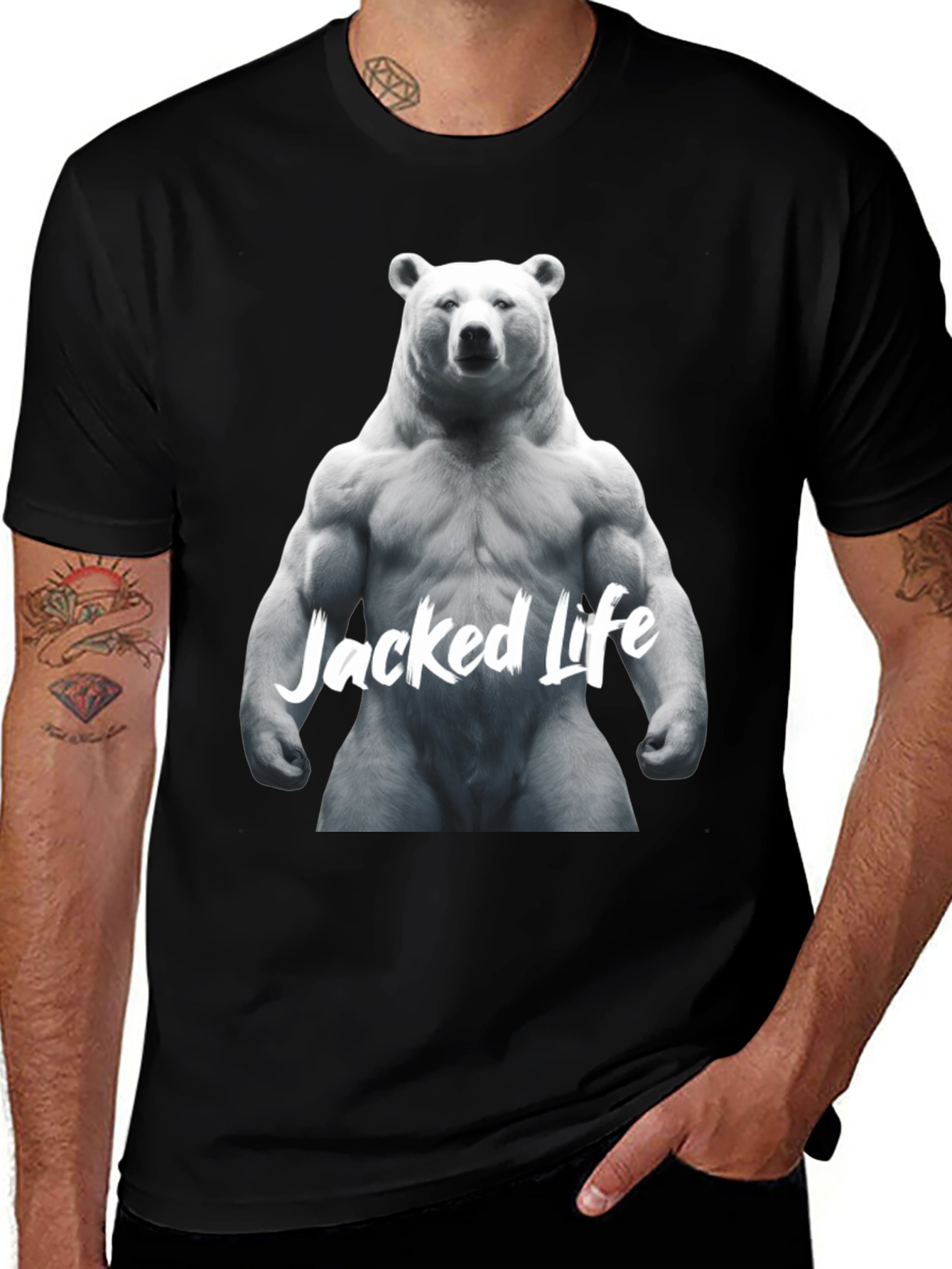 Jacked Life Bear Graphic Tee - Muscle Fit
