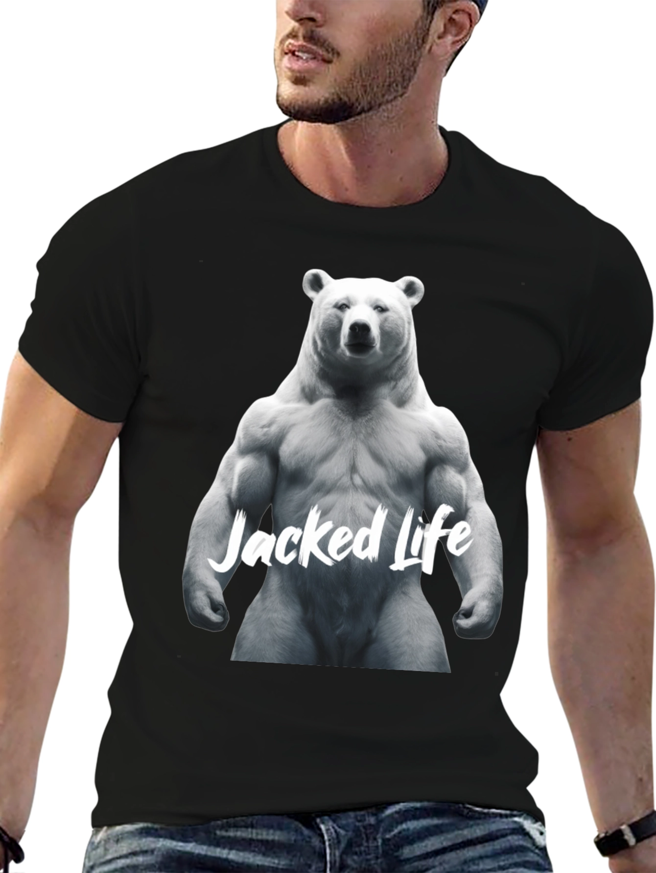 Jacked Life Bear Graphic Tee - Muscle Fit