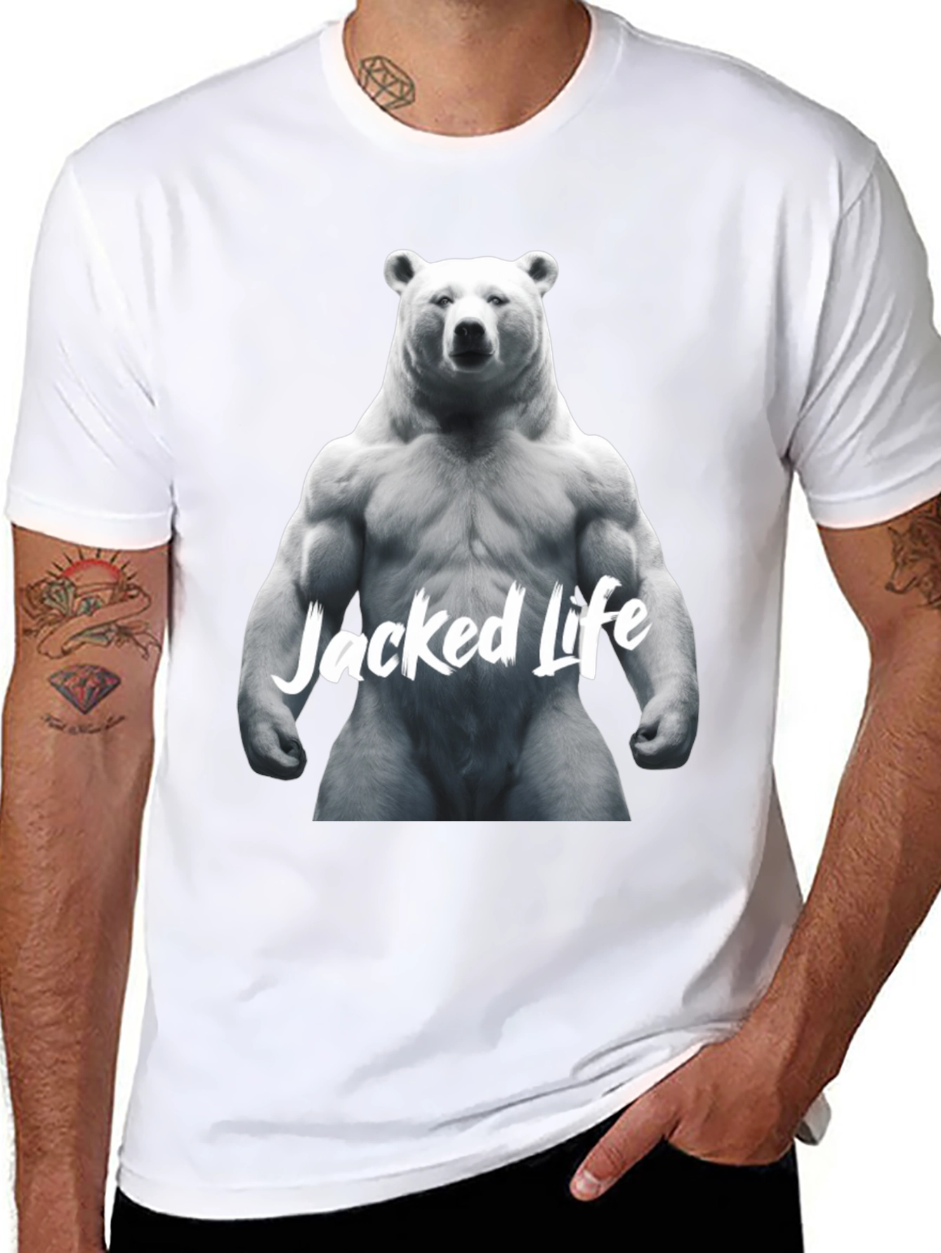 Jacked Life Bear Graphic Tee - Muscle Fit
