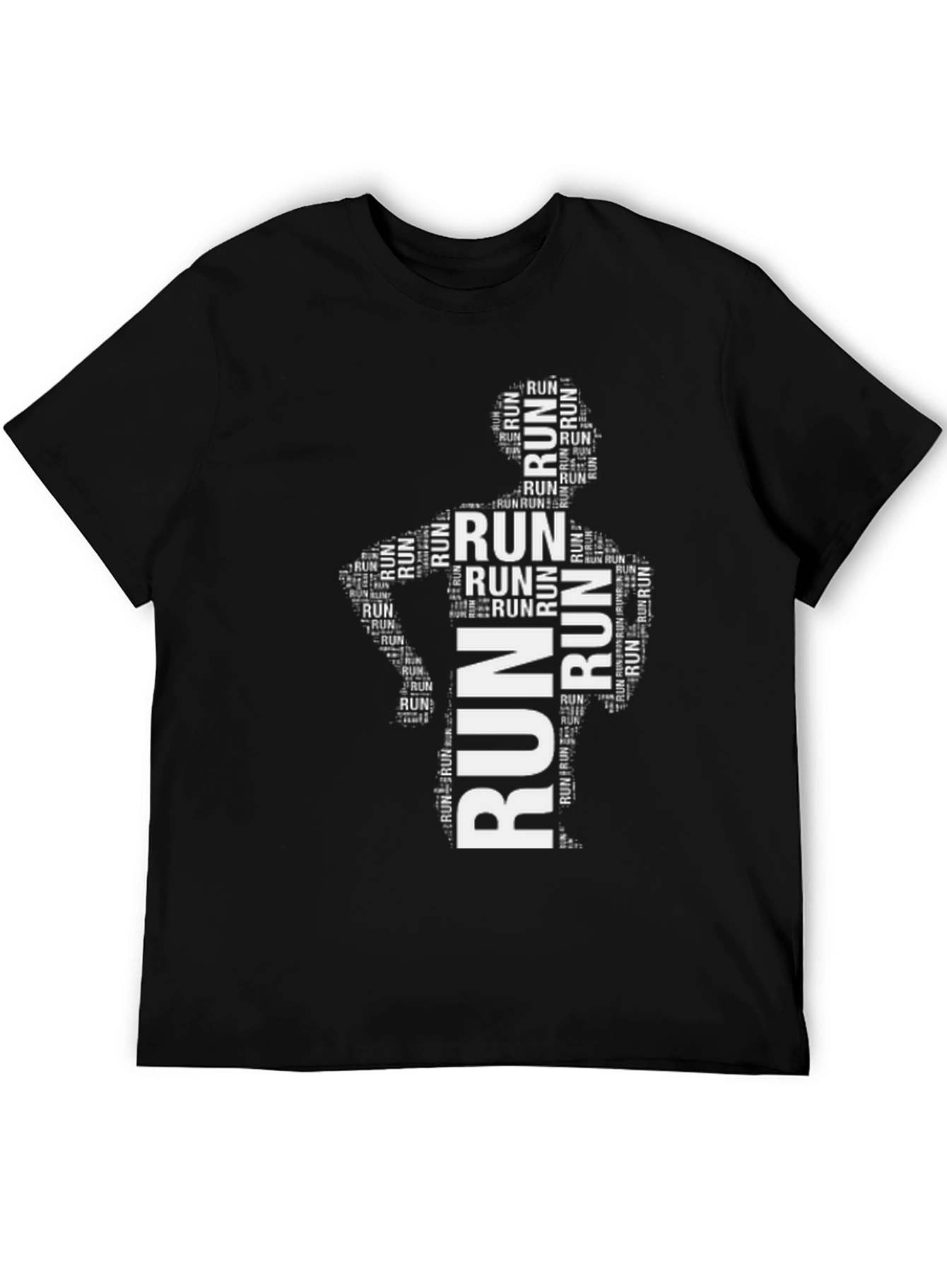 Mens Run Word Art Black T-Shirt