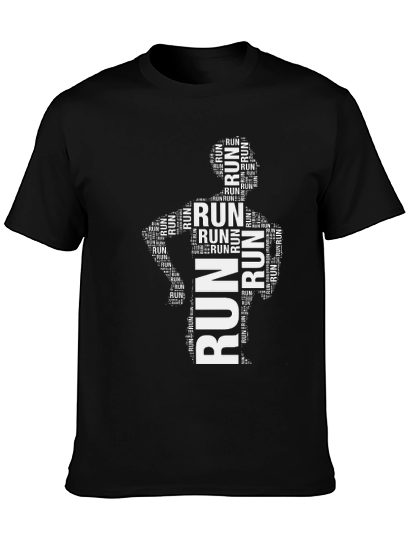 Mens Run Word Art Black T-Shirt