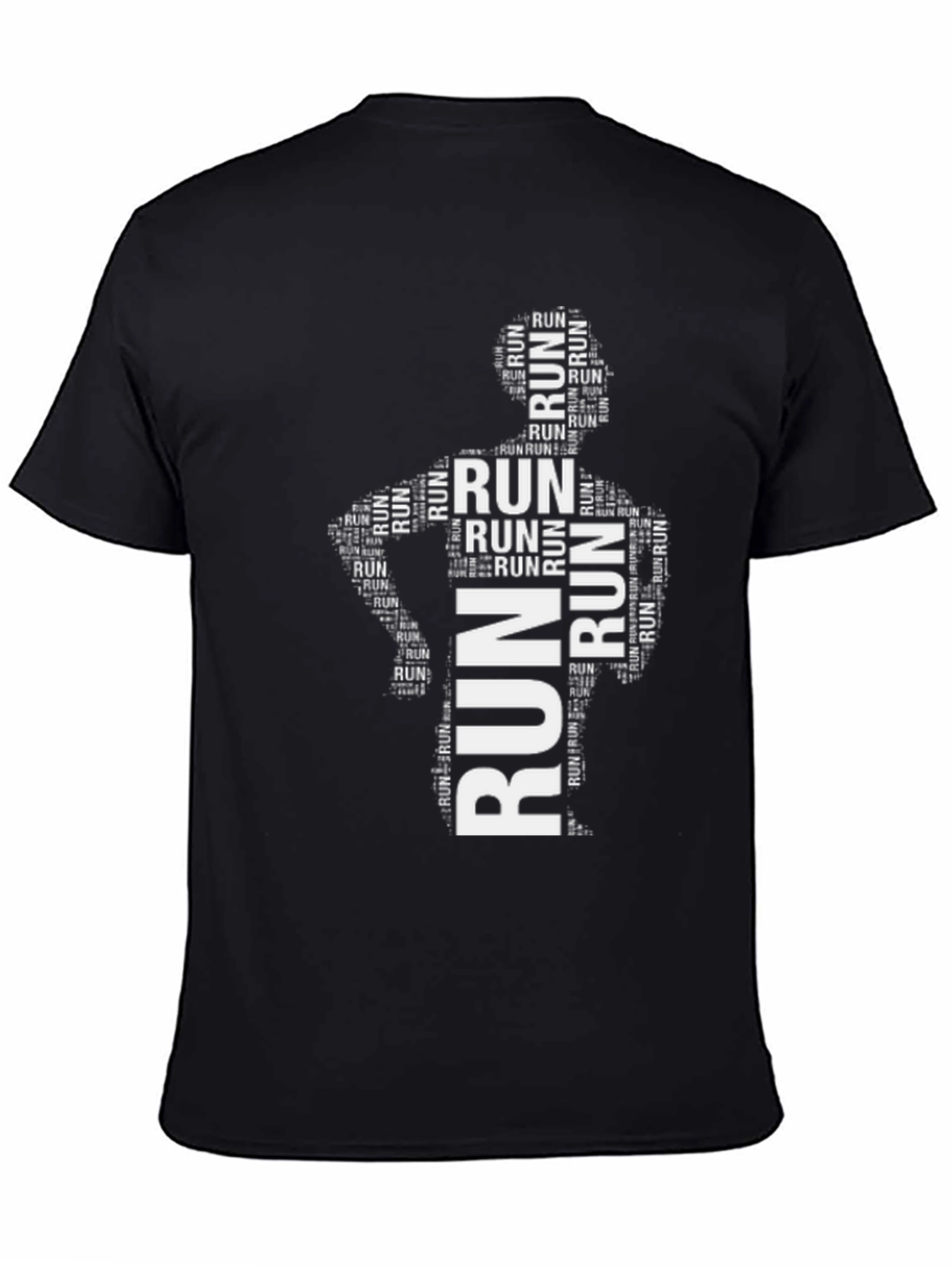 Mens Run Word Art Black T-Shirt