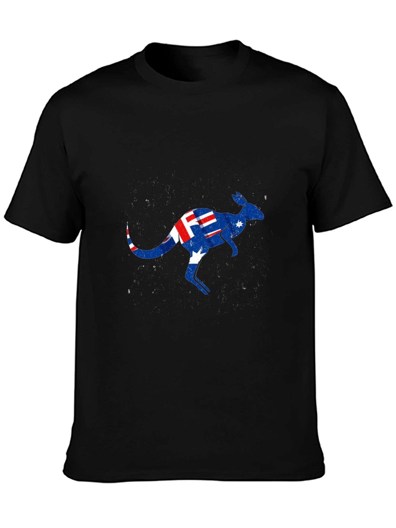 Australia Flag Kangaroo Graphic Black T-Shirt