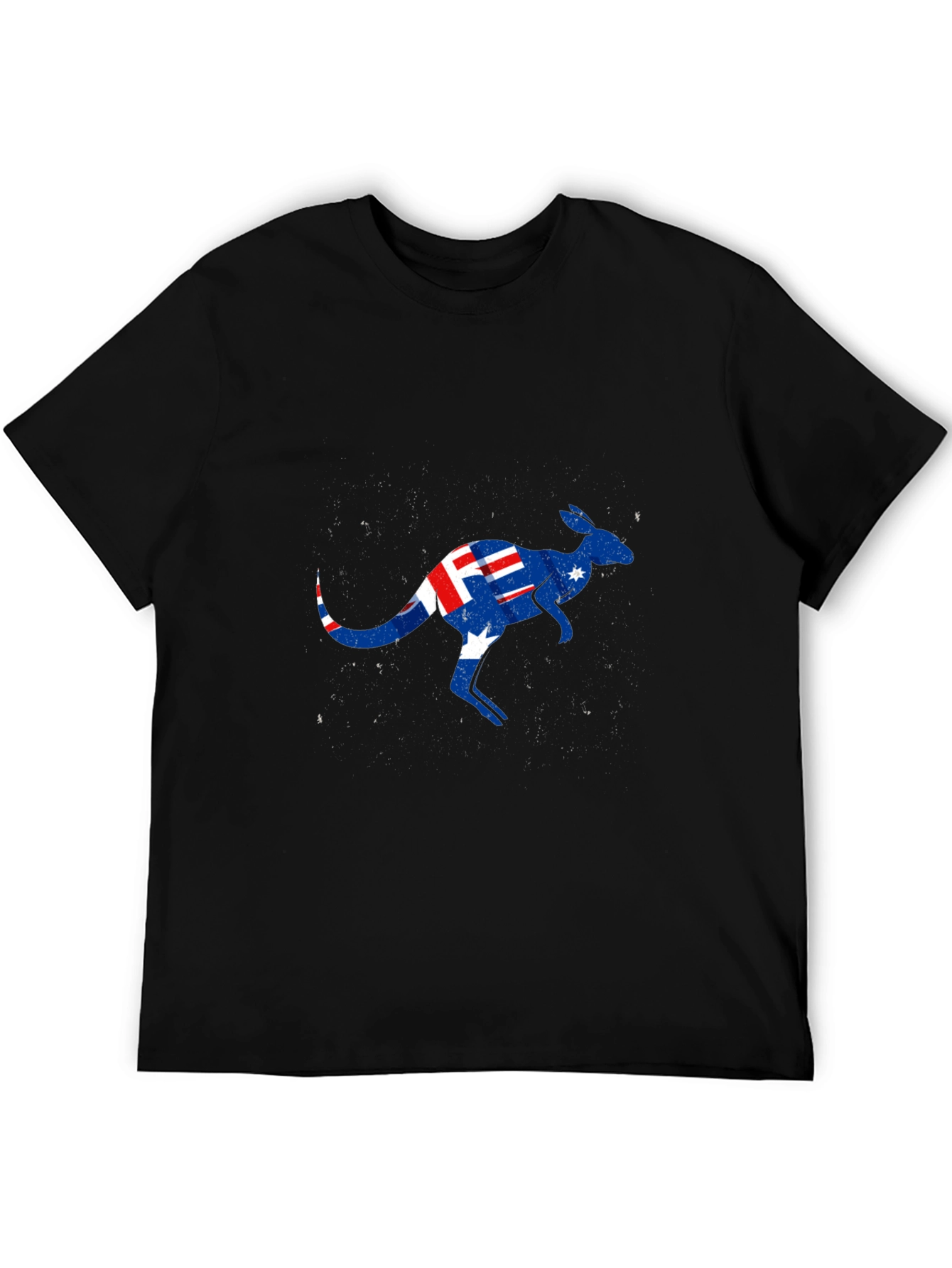 Australia Flag Kangaroo Graphic Black T-Shirt