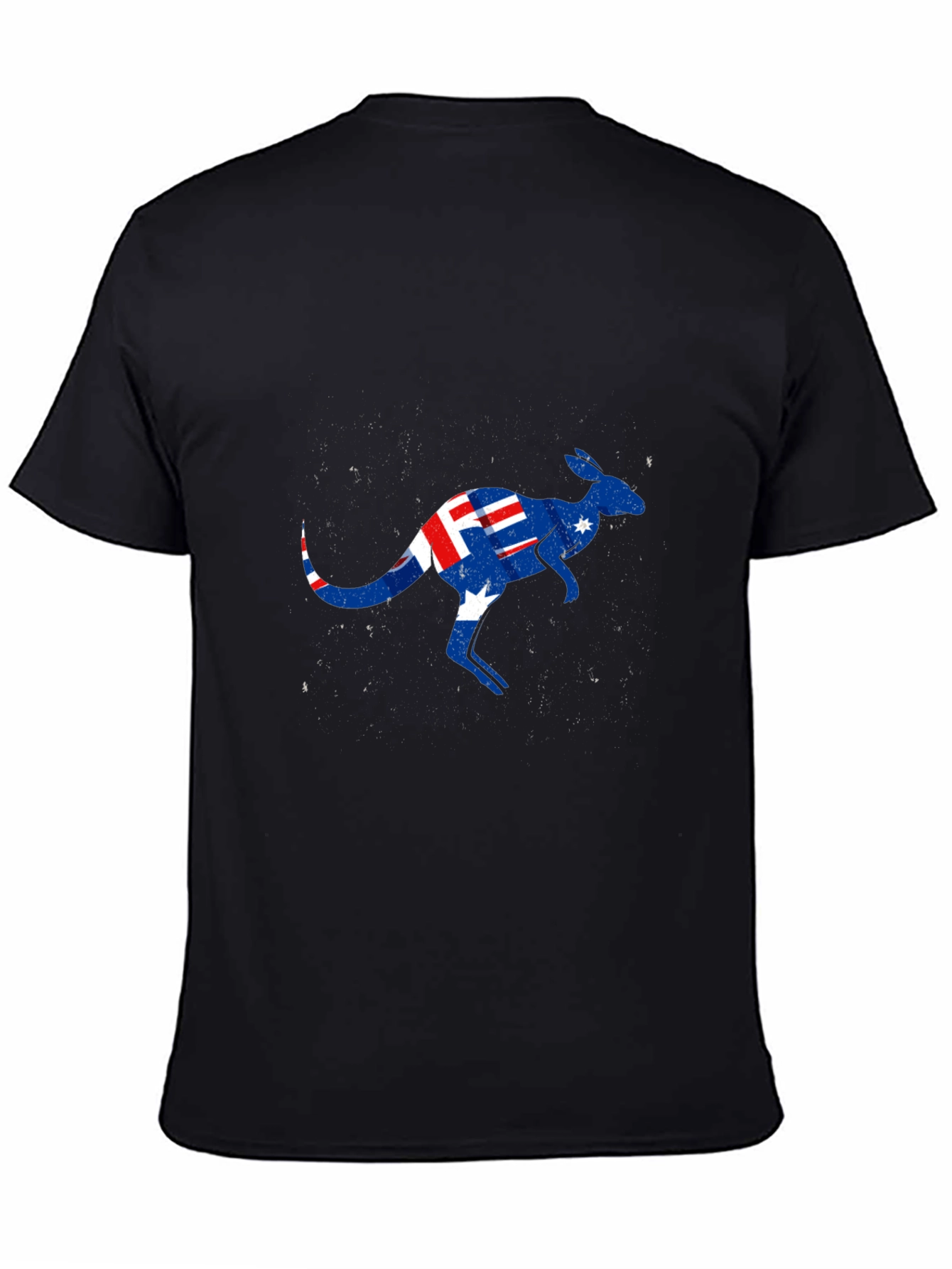 Australia Flag Kangaroo Graphic Black T-Shirt