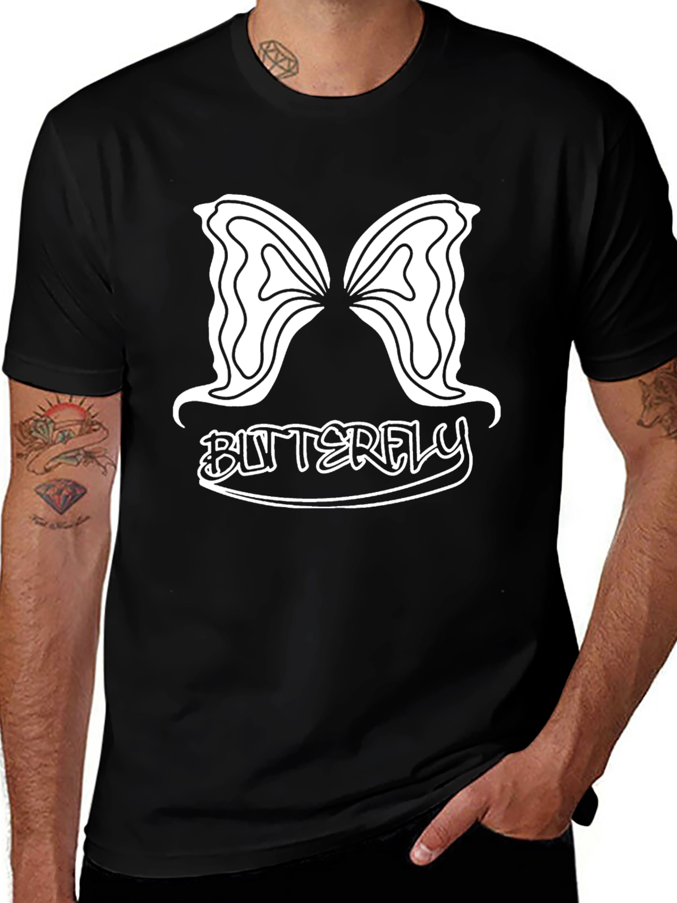 Butterfly Graphic Tee - Stylish Black Cotton Shirt