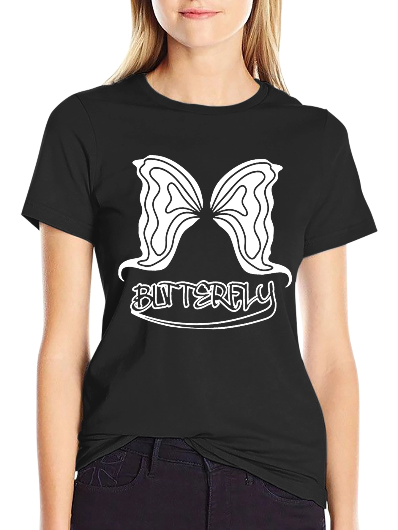 Butterfly Graphic Tee - Stylish Black Cotton Shirt