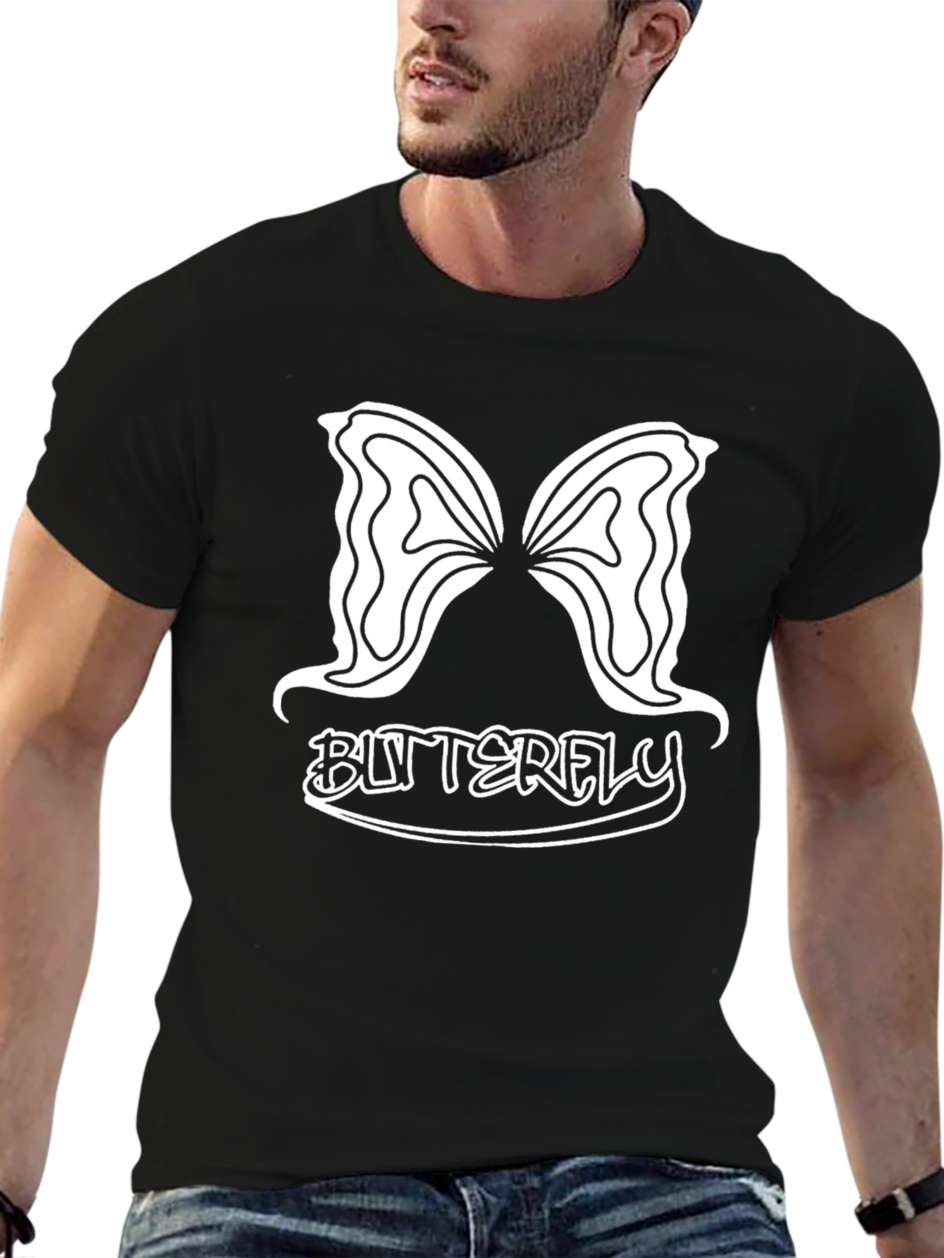 Butterfly Graphic Tee - Stylish Black Cotton Shirt