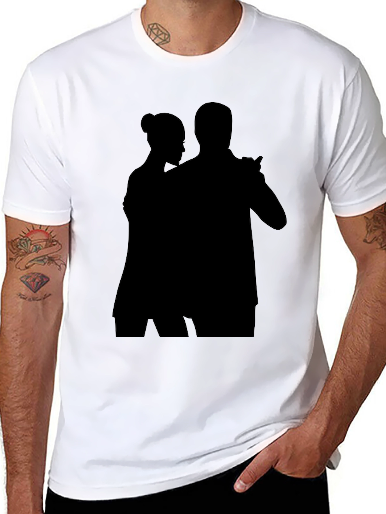 Silhouette Tango Couple Black T-Shirt