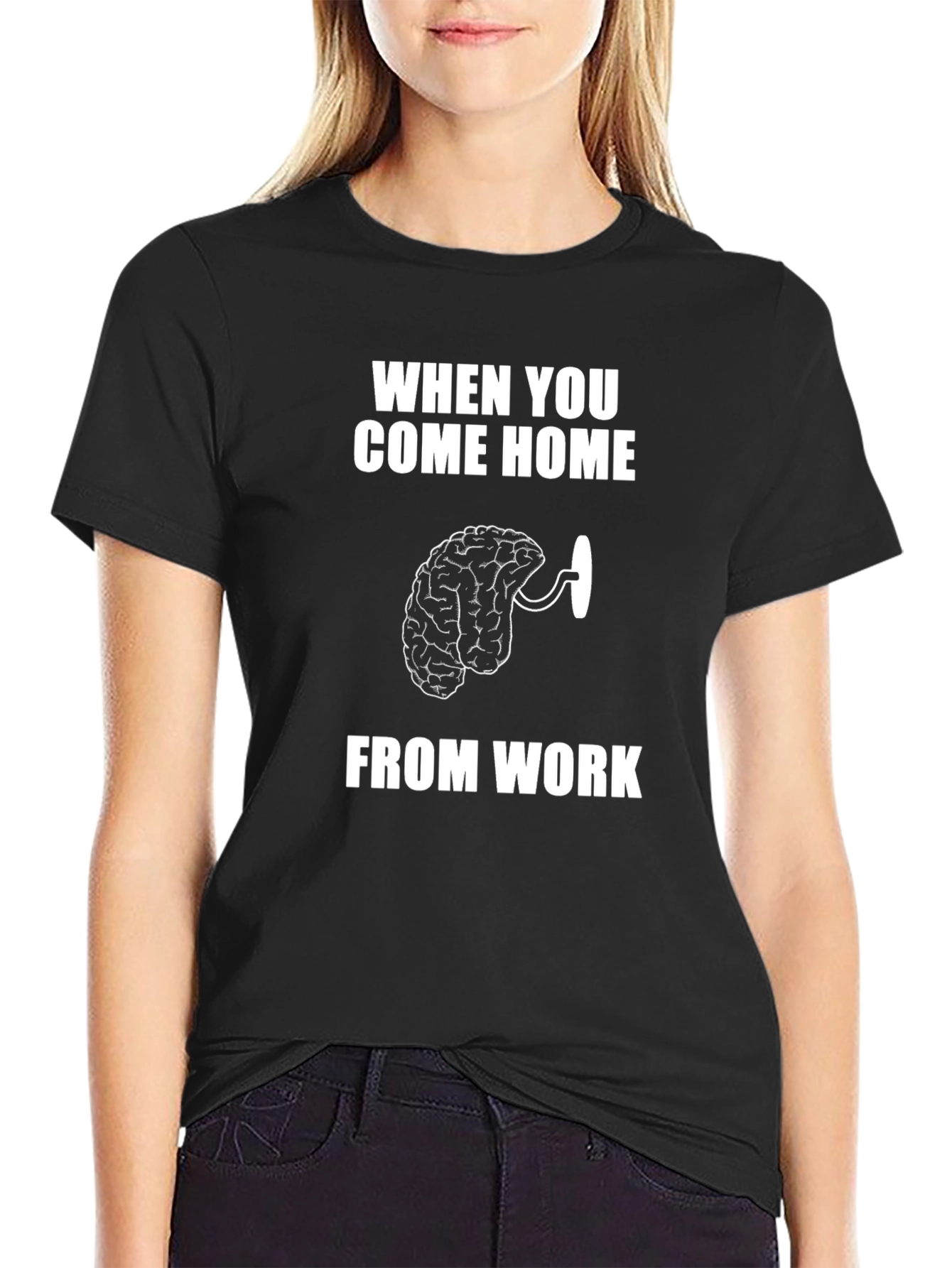 Humorous Brain on Hook Graphic T-Shirt