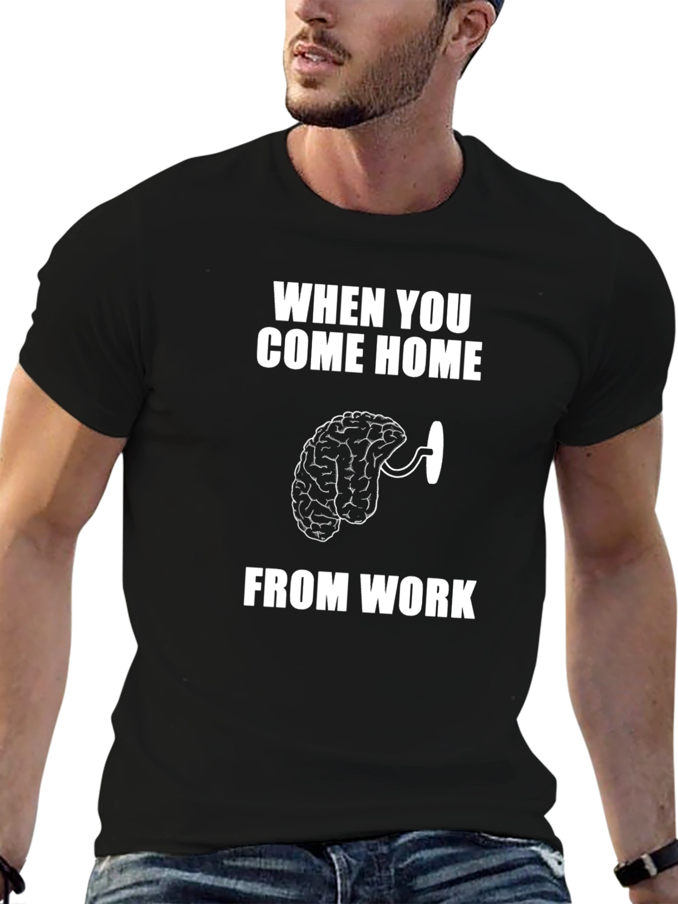 Humorous Brain on Hook Graphic T-Shirt