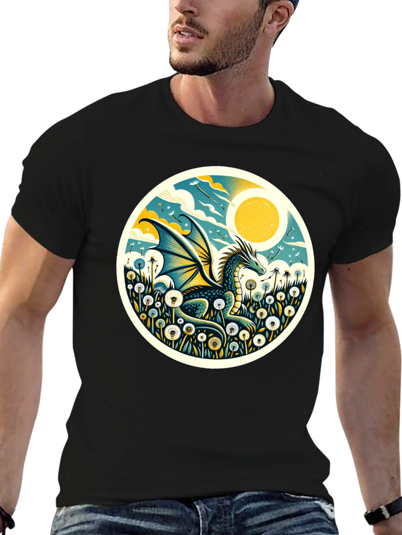 Dragon Meadow Graphic Tee - Black Cotton Blend