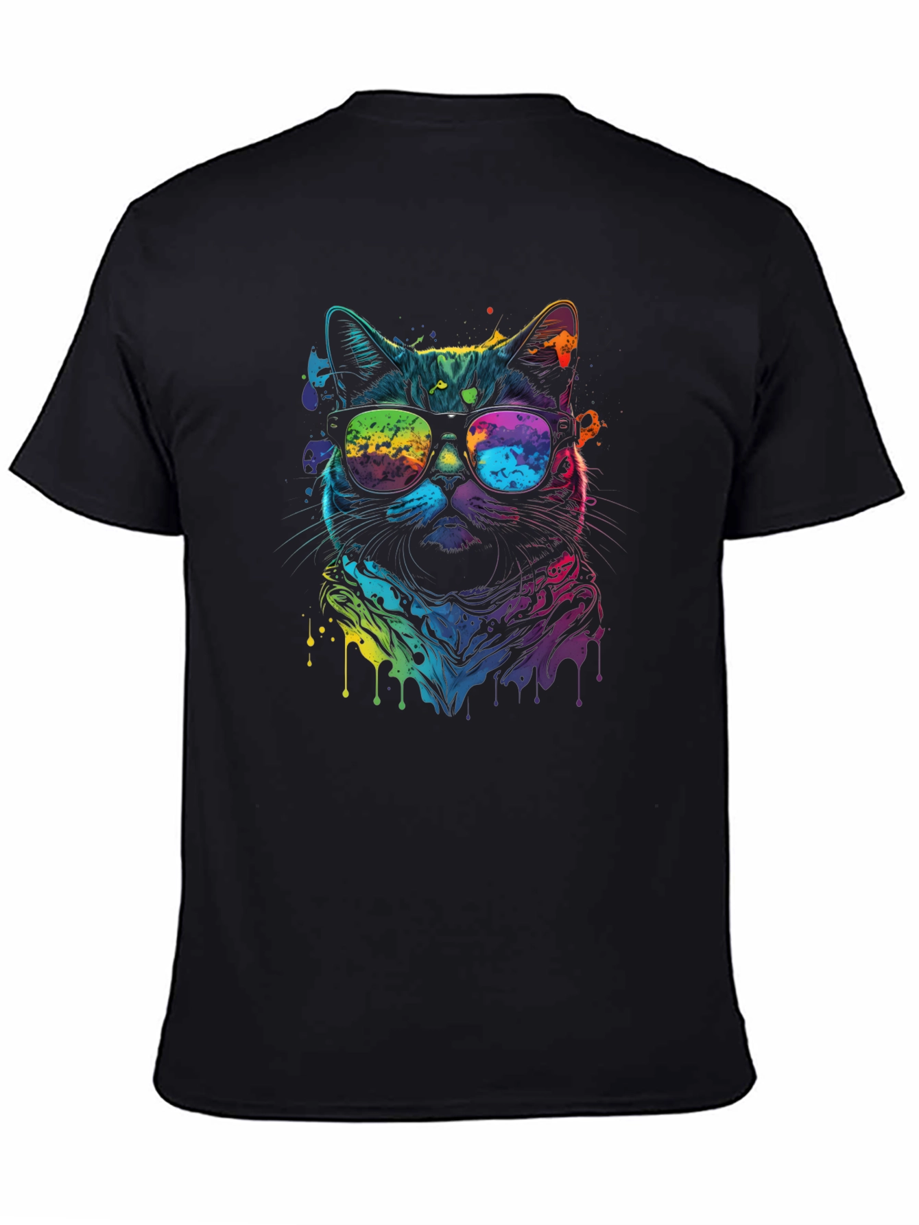 Cool Cat Tee - Vibrant Rainbow Graphic