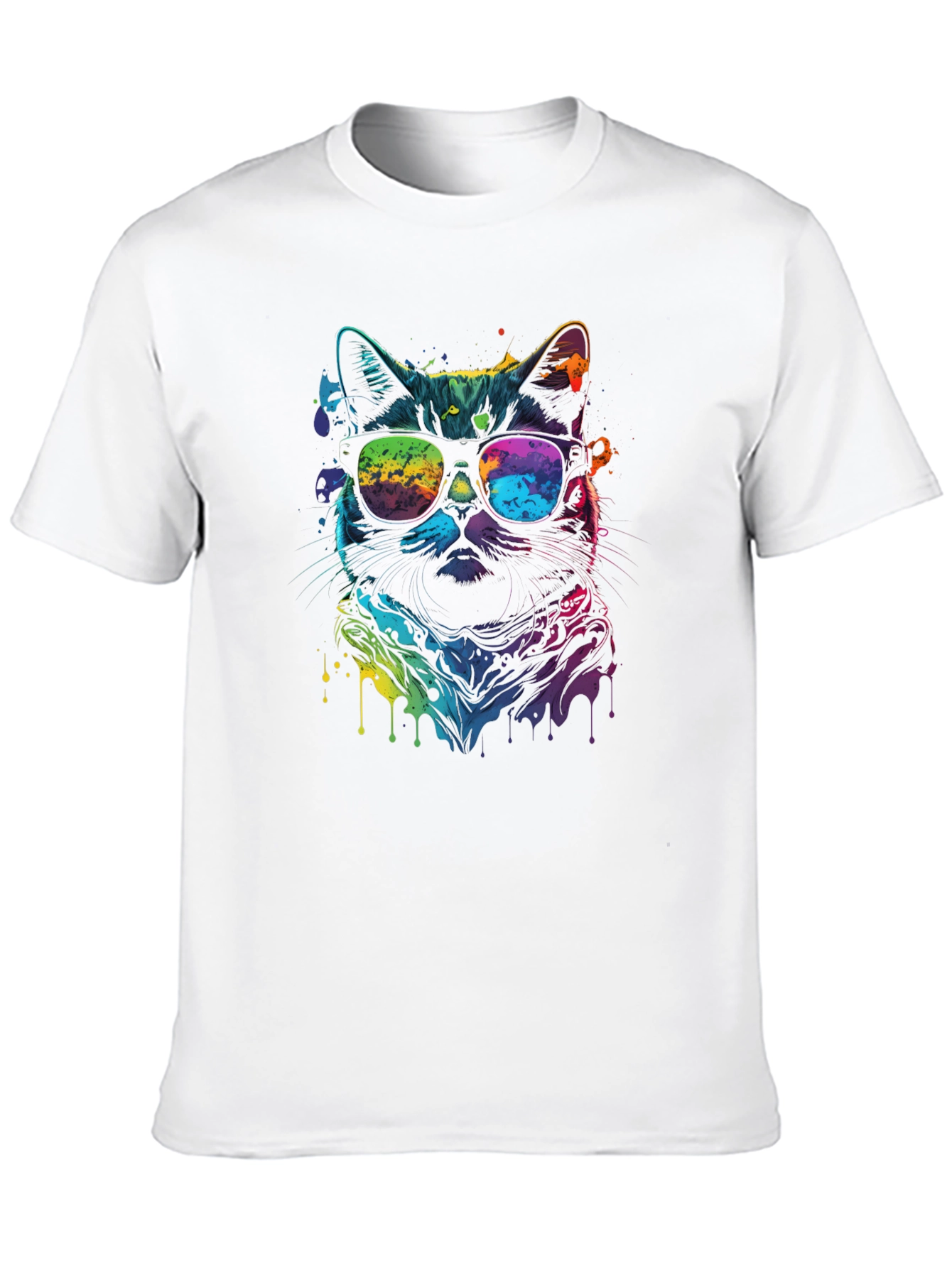 Cool Cat Tee - Vibrant Rainbow Graphic