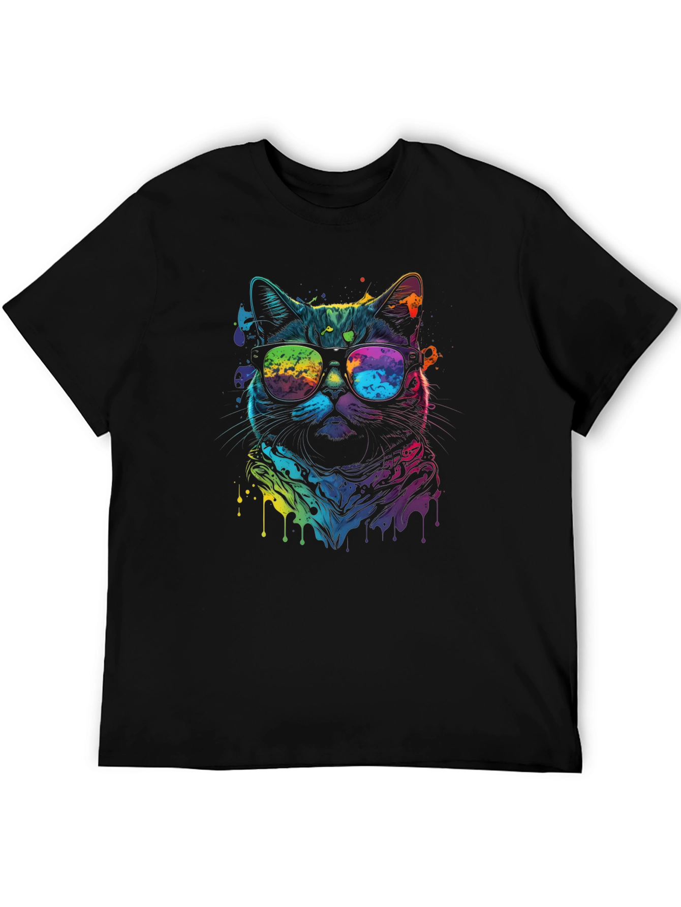 Cool Cat Tee - Vibrant Rainbow Graphic