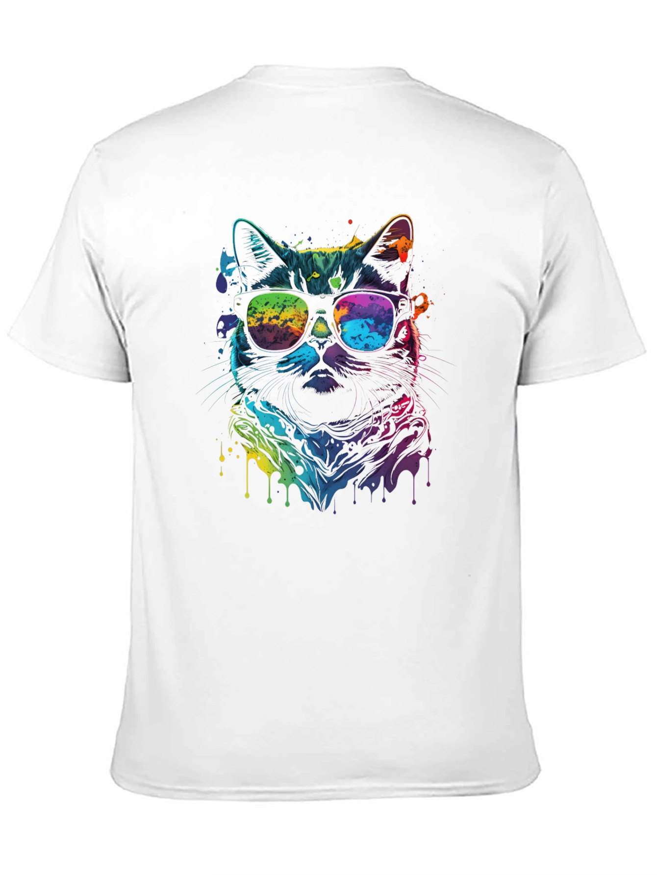 Cool Cat Tee - Vibrant Rainbow Graphic