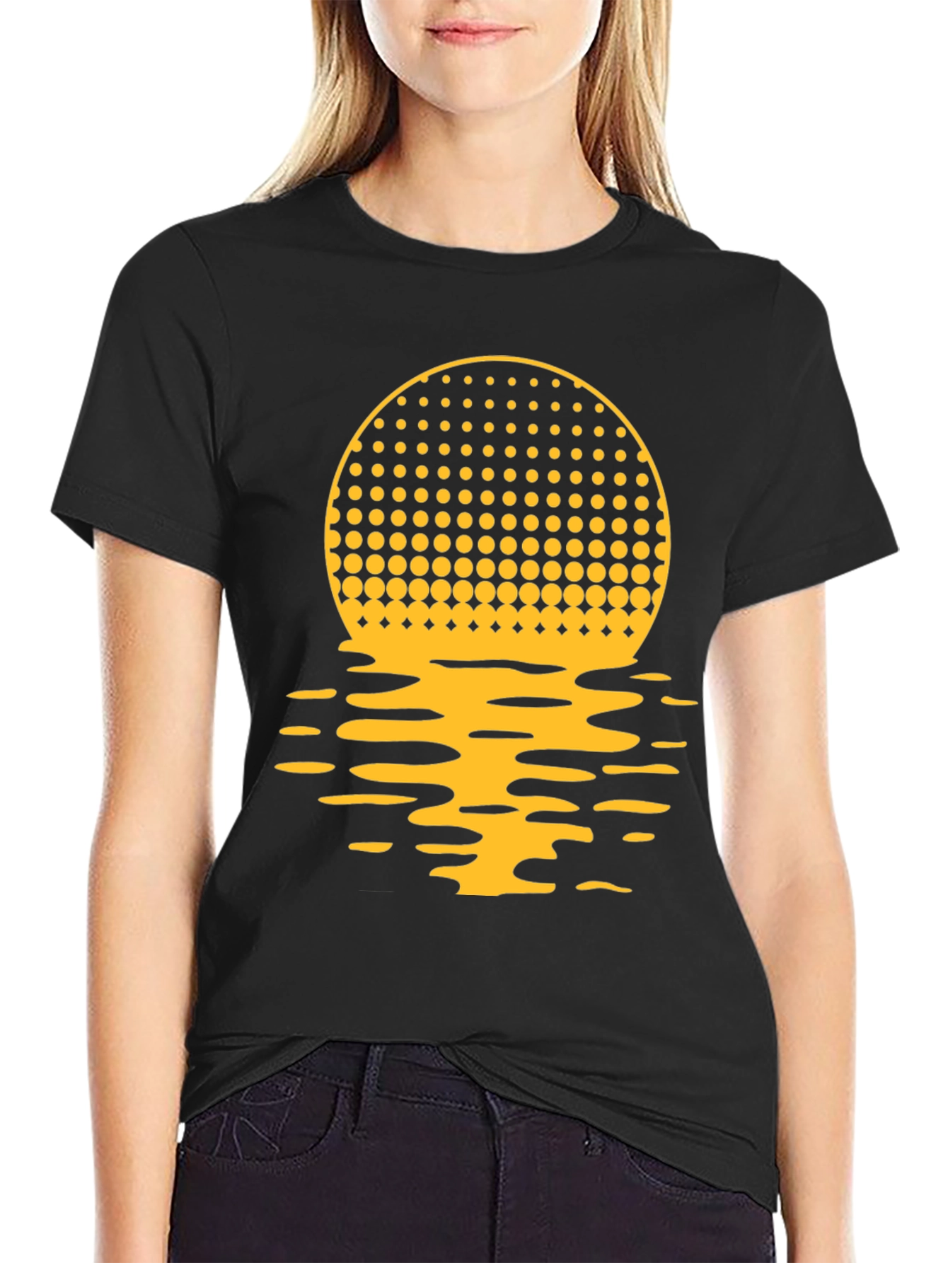 Sunset Halftone Graphic Tee - Black