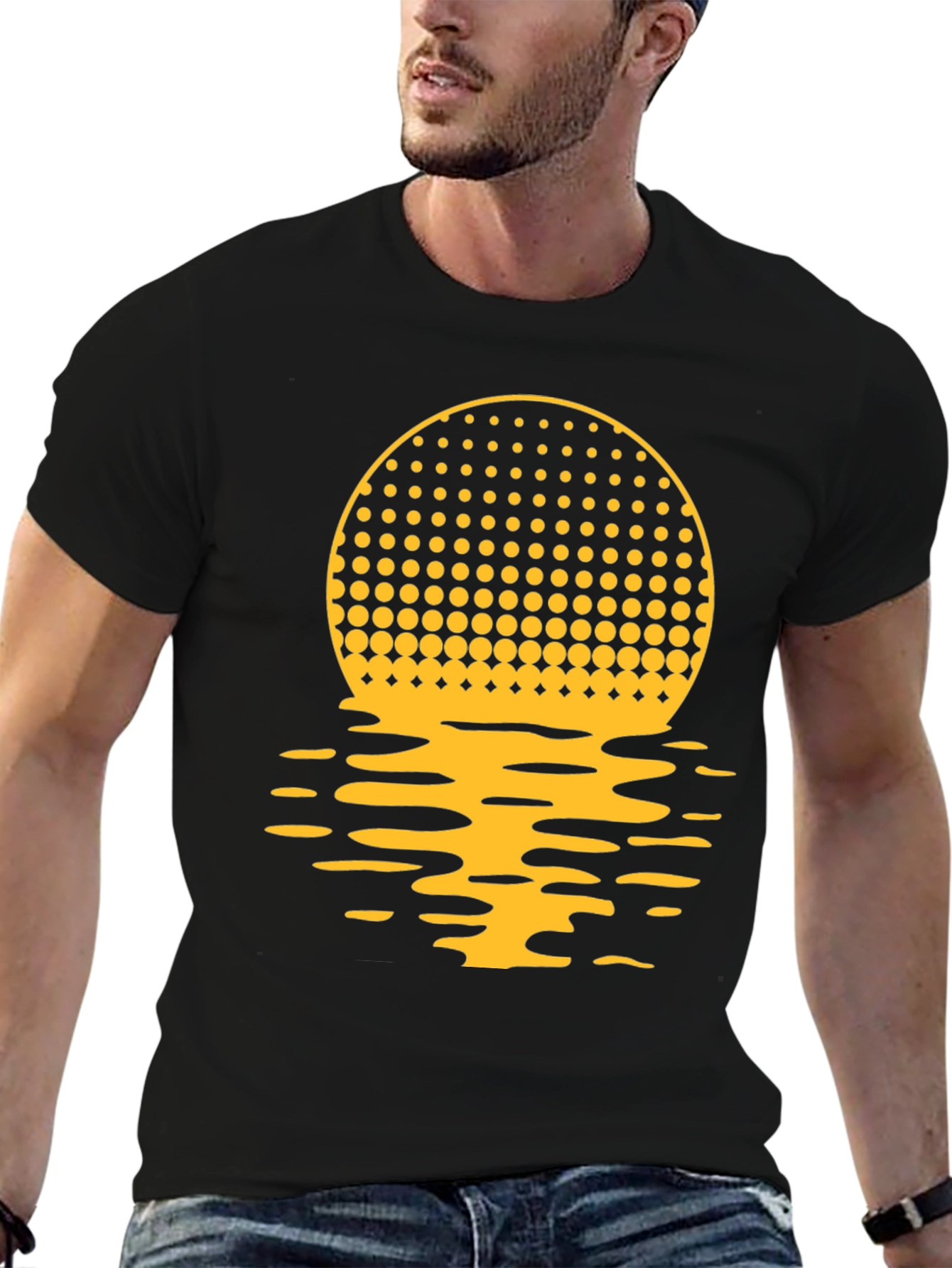 Sunset Halftone Graphic Tee - Black