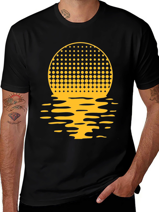 Sunset Halftone Graphic Tee - Black