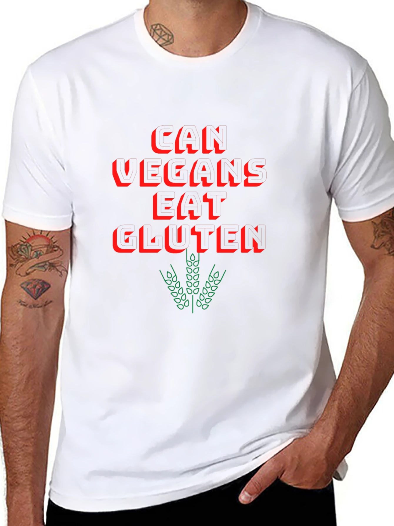 Vegan Humor T-Shirt - Can Vegans Eat Gluten?