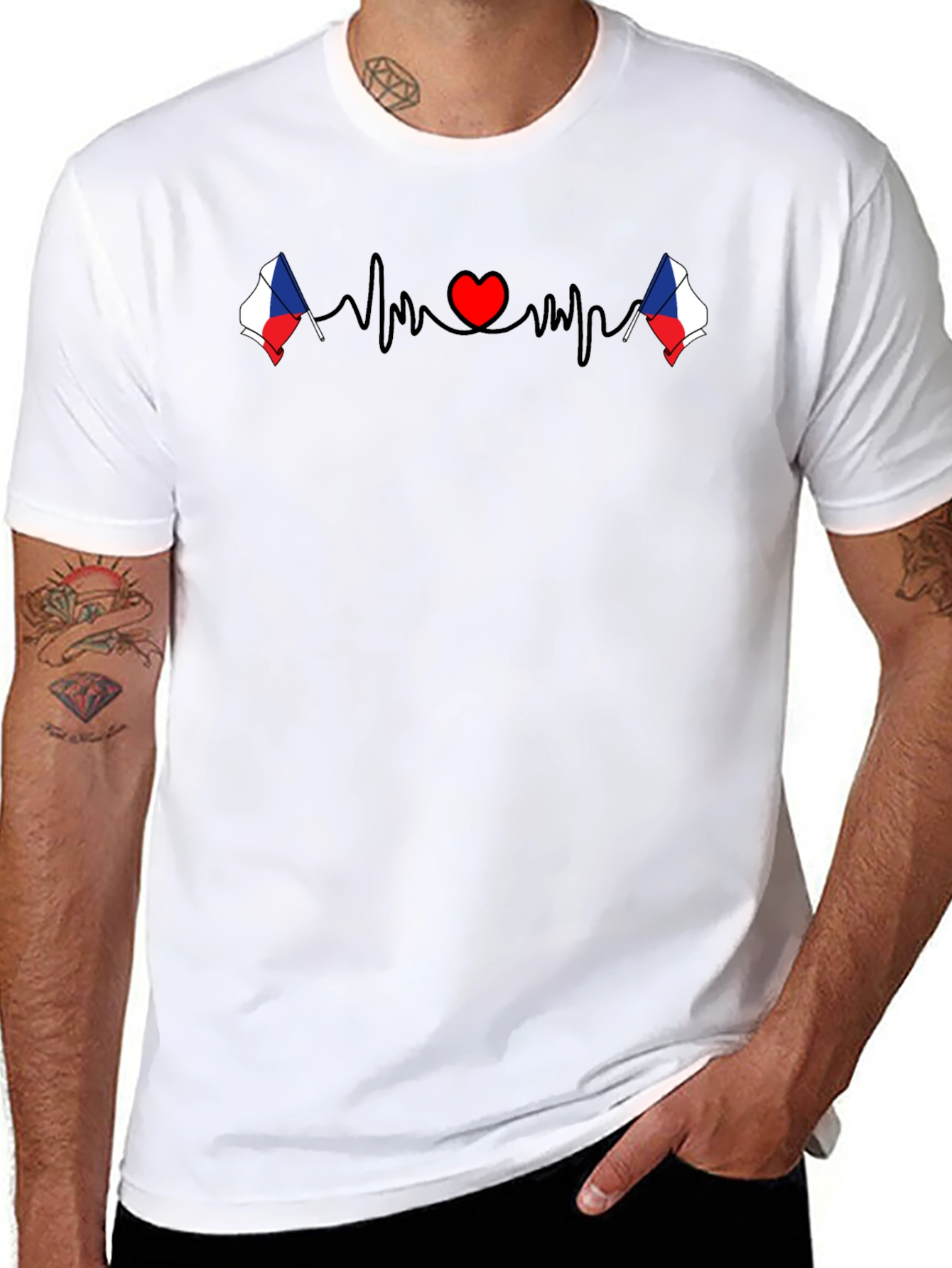 Czech Republic Heartbeat Flag T-Shirt