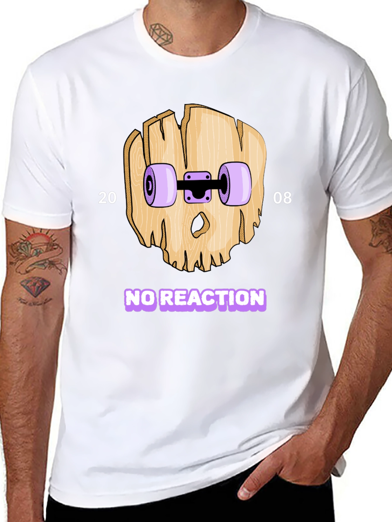 Skateboard Skull T-Shirt - No Reaction 2008