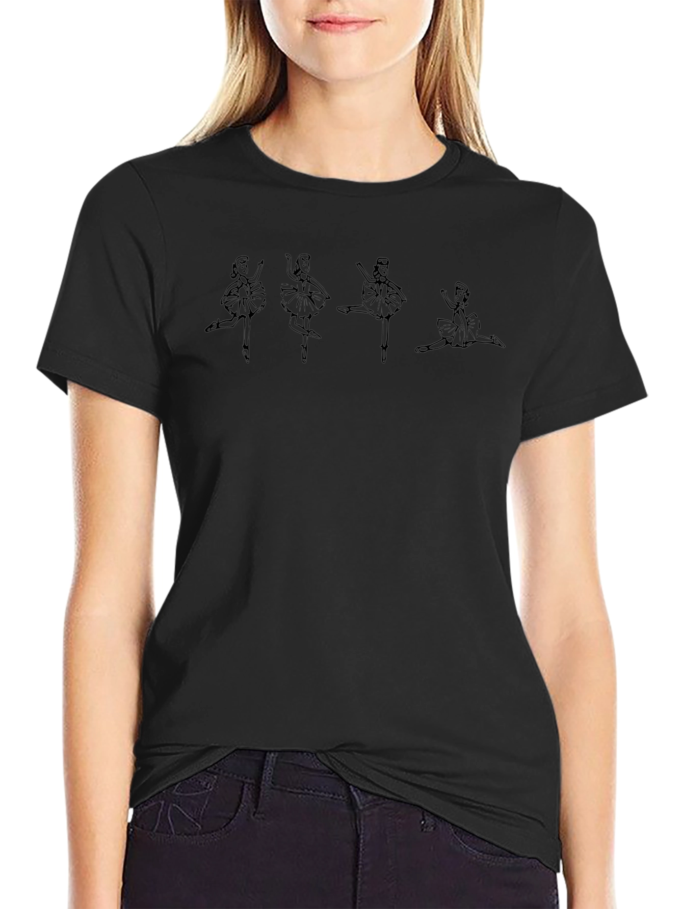 Ballerina Graphic Tee - Black Crew Neck