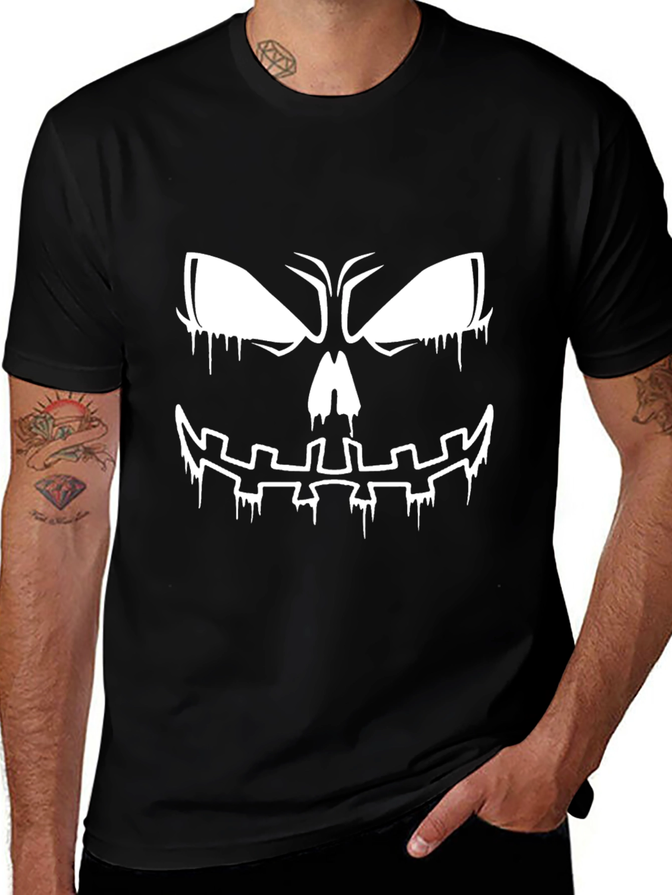 Spooky Halloween Face Graphic T-Shirt