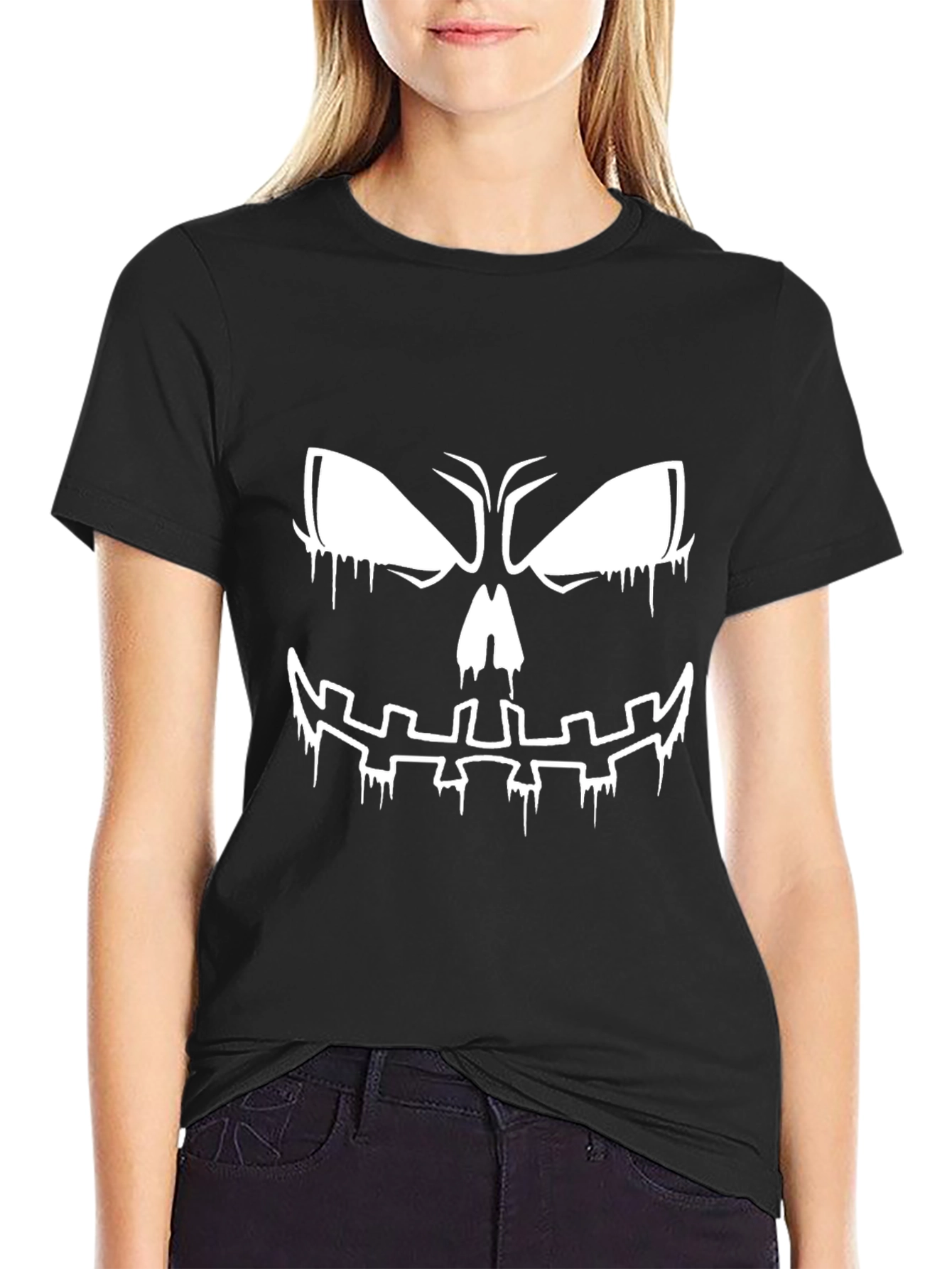 Spooky Halloween Face Graphic T-Shirt