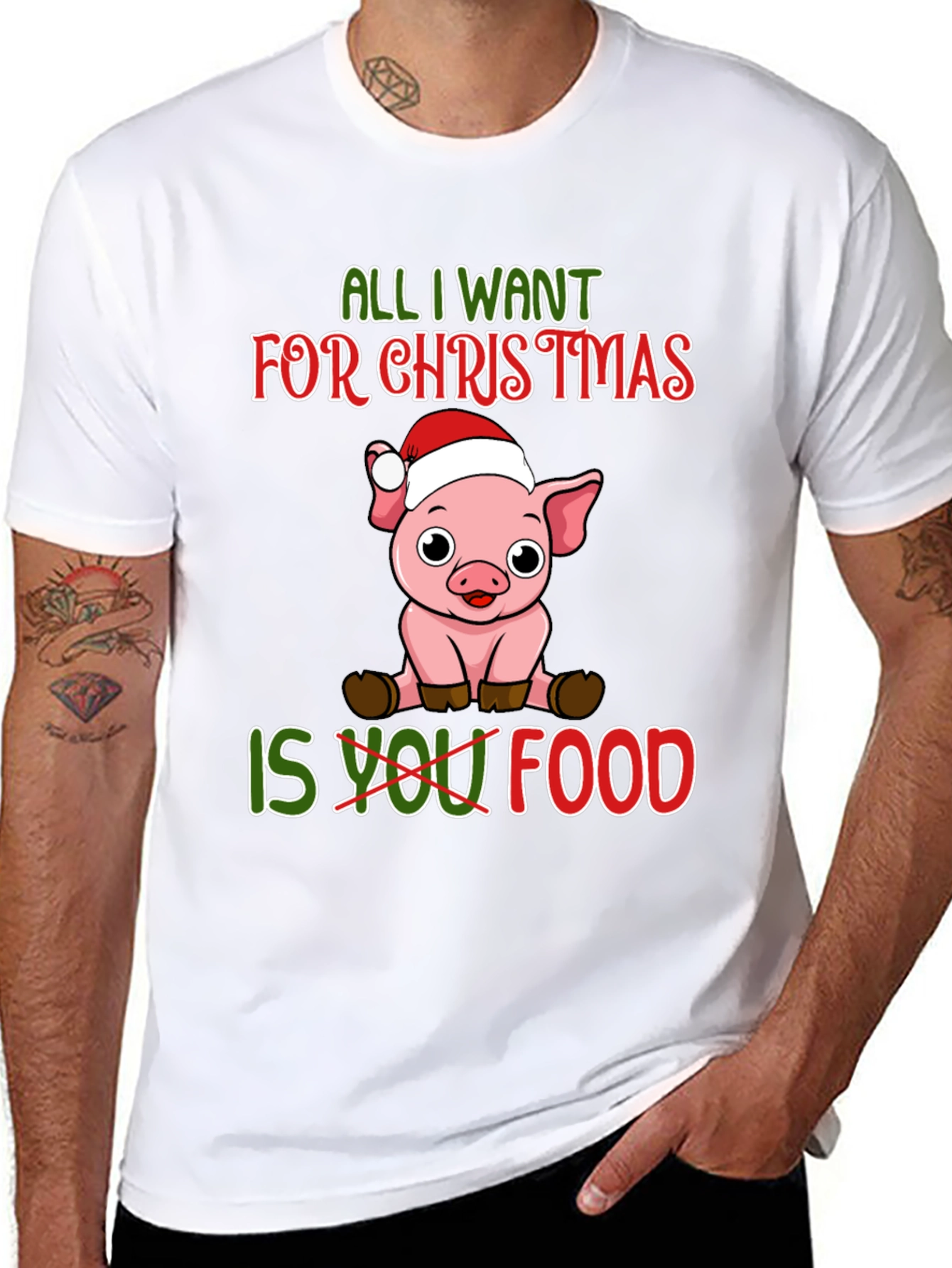 Christmas Pig T-Shirt: All I Want Is Food