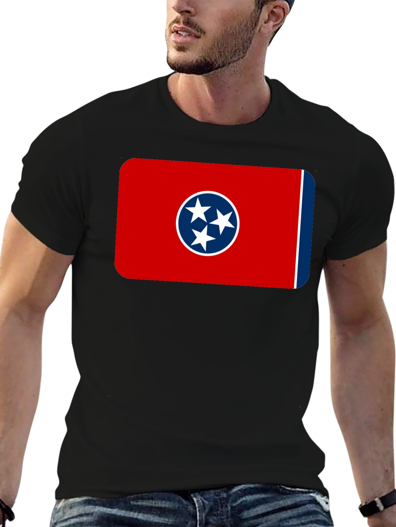Tennessee Flag T-Shirt -  Black Crew Neck Tee