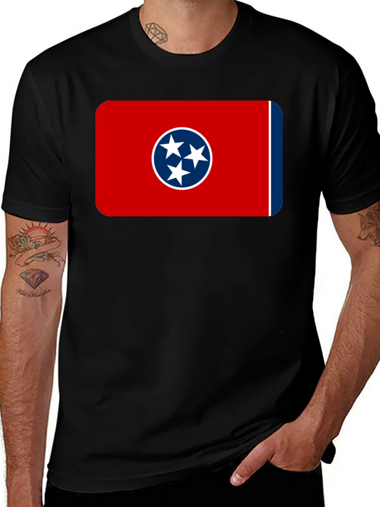 Tennessee Flag T-Shirt -  Black Crew Neck Tee