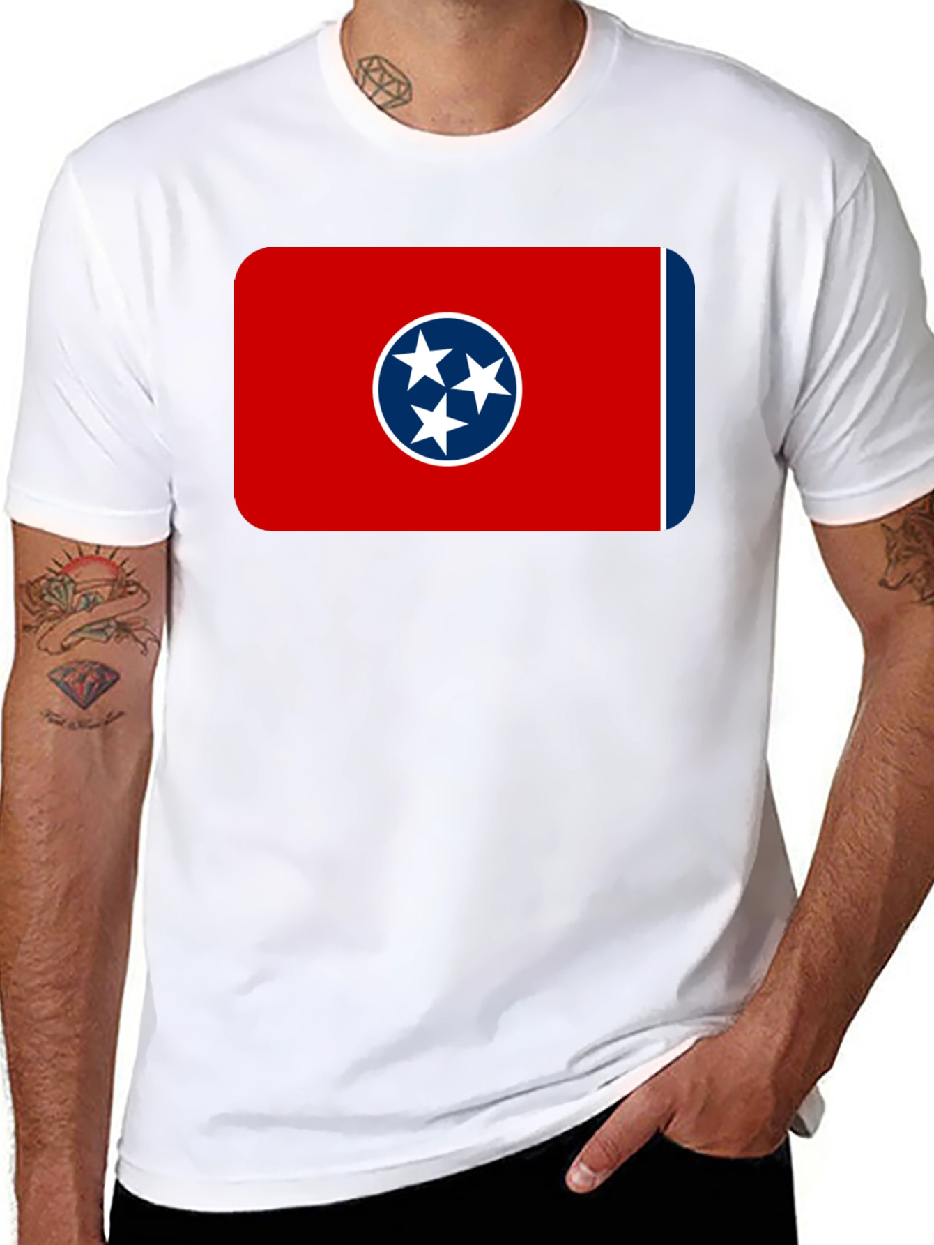 Tennessee Flag T-Shirt -  Black Crew Neck Tee