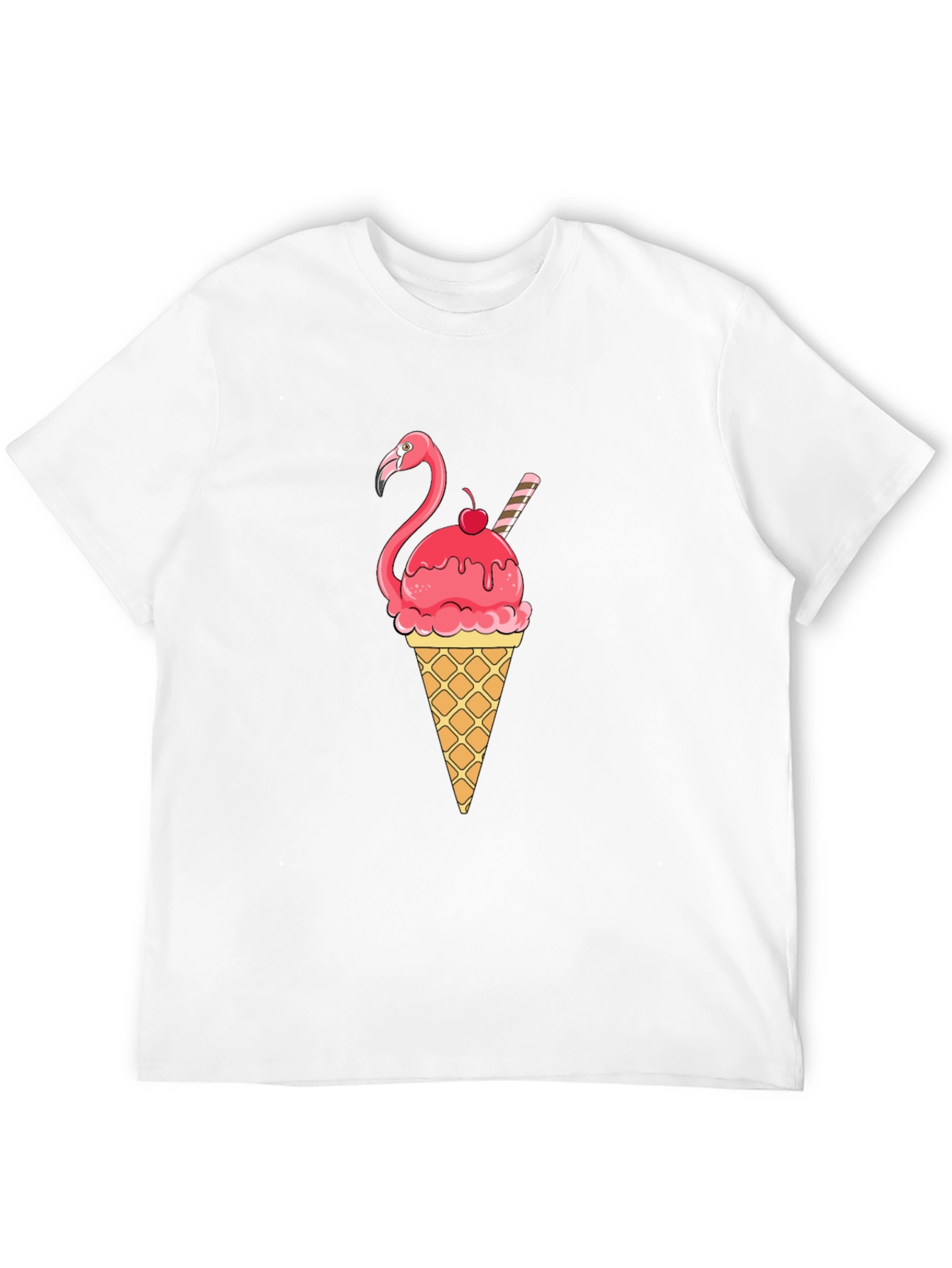 Flamingo Ice Cream Cone Graphic T-Shirt