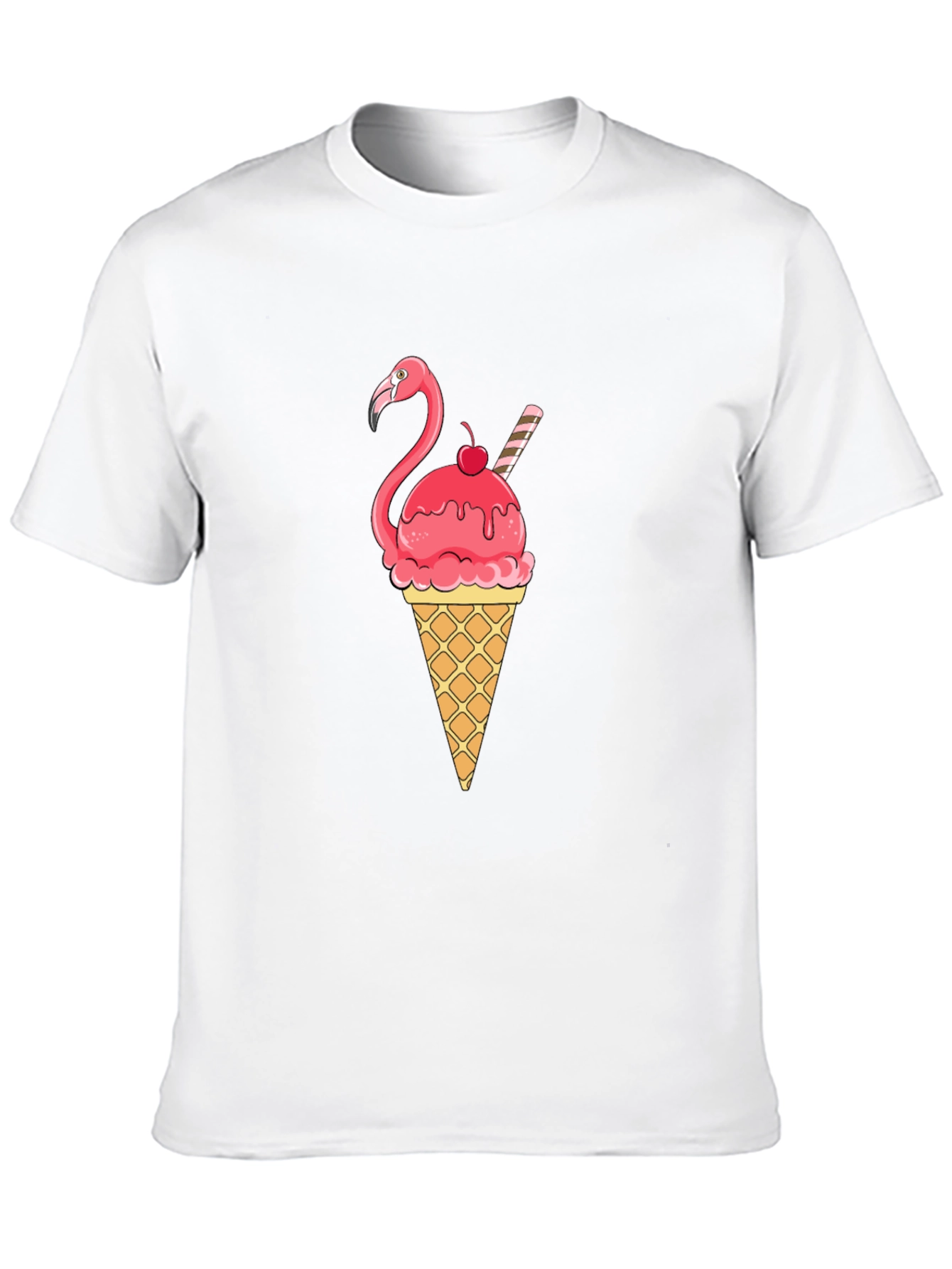 Flamingo Ice Cream Cone Graphic T-Shirt
