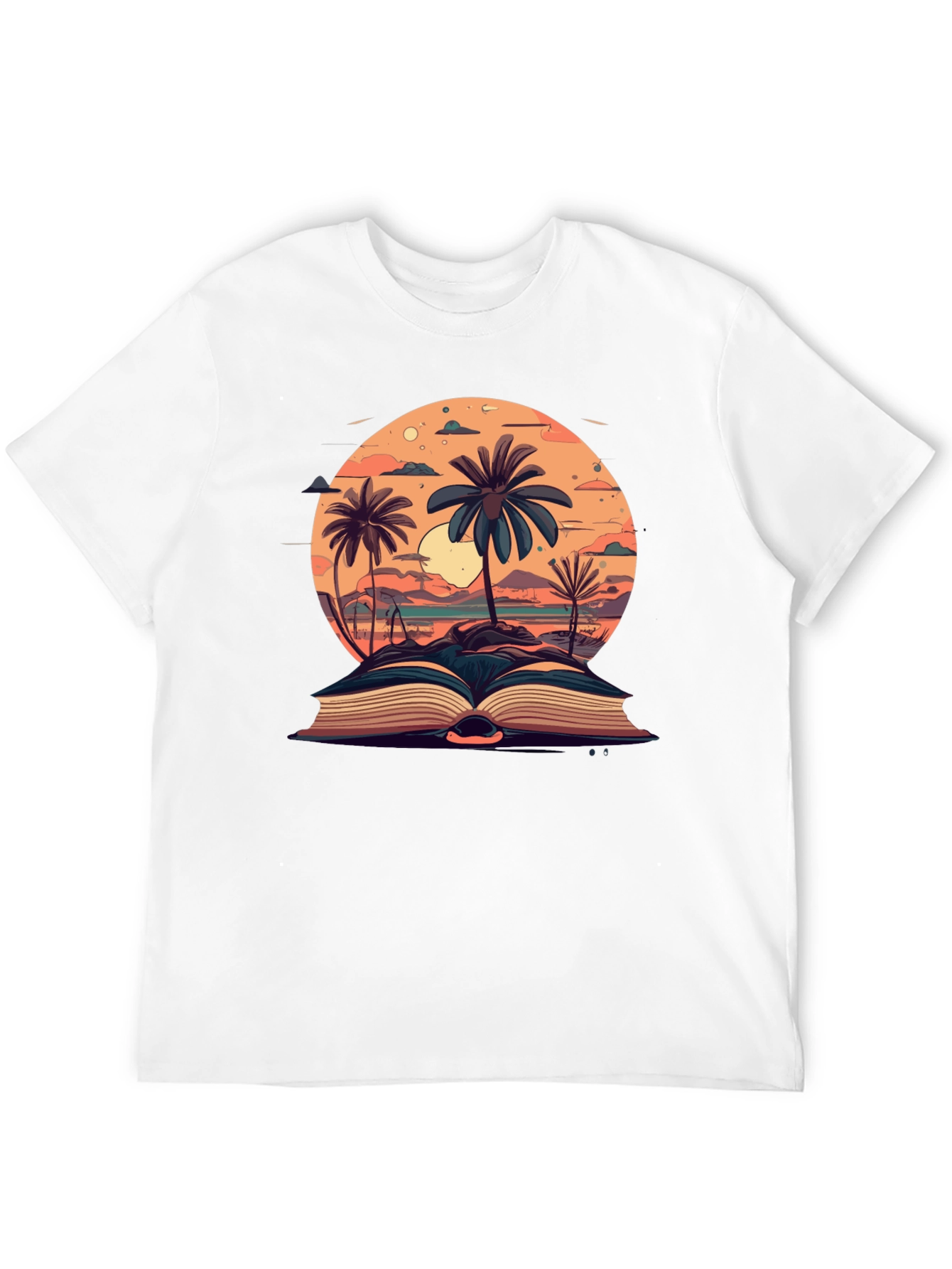 Tropical Beach Book Black T-Shirt